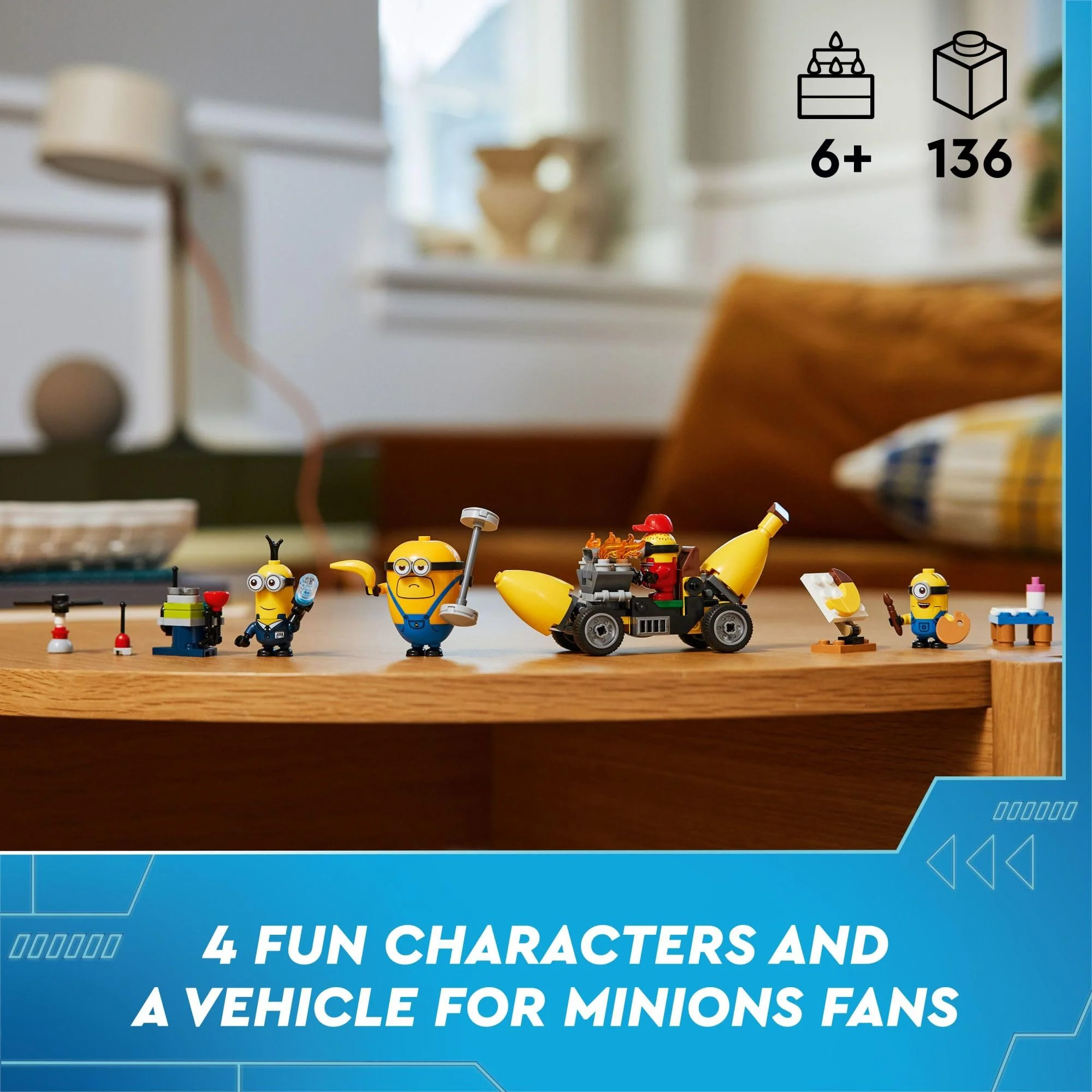 LEGO Despicable Me 4 Minions and Banana Car Toy Gift for Kids, Fun Illumination’s Despicable Me Toy Playset, Creative Building Minions Toy for Boys and Girls Aged 6 and Up, 75580 - Image 6