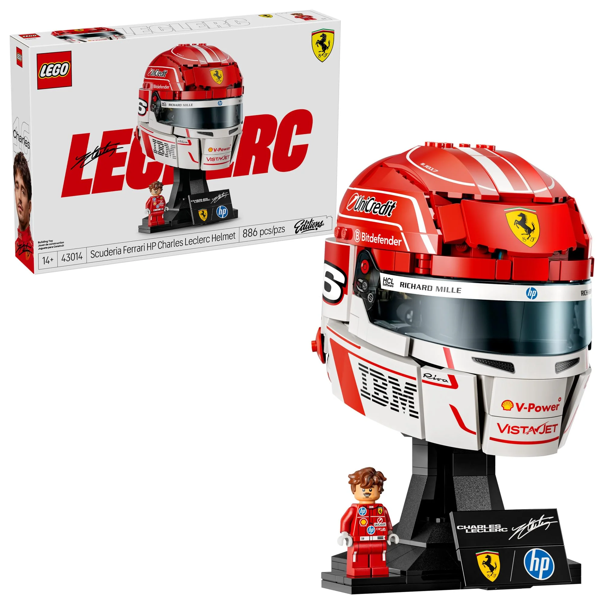 LEGO Editions Scuderia Ferrari HP Charles Leclerc Helmet - Building Set for Teens, Ages 14+ - Collectible F1 Display - Bedroom or Home Office Decor - Gift for Formula 1 Fans - 43014 - Image 2