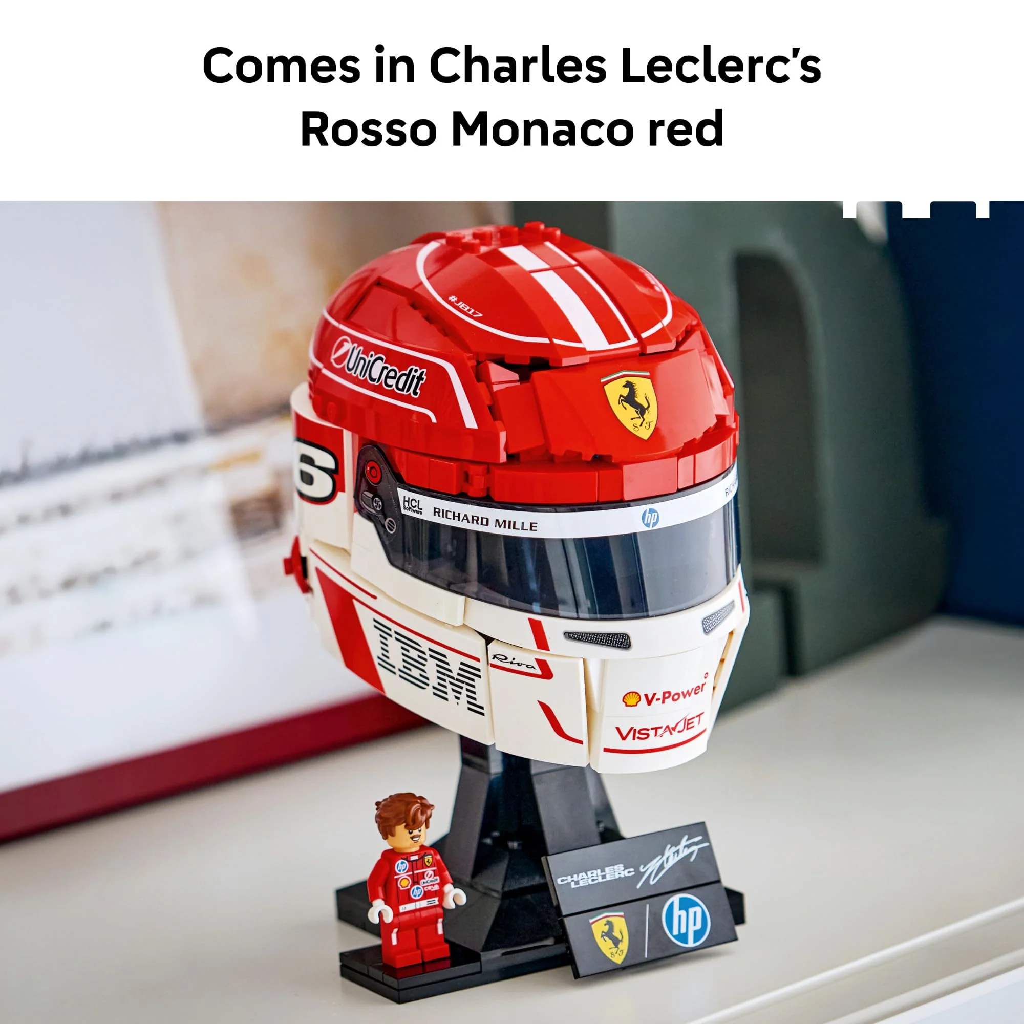 LEGO Editions Scuderia Ferrari HP Charles Leclerc Helmet - Building Set for Teens, Ages 14+ - Collectible F1 Display - Bedroom or Home Office Decor - Gift for Formula 1 Fans - 43014 - Image 4