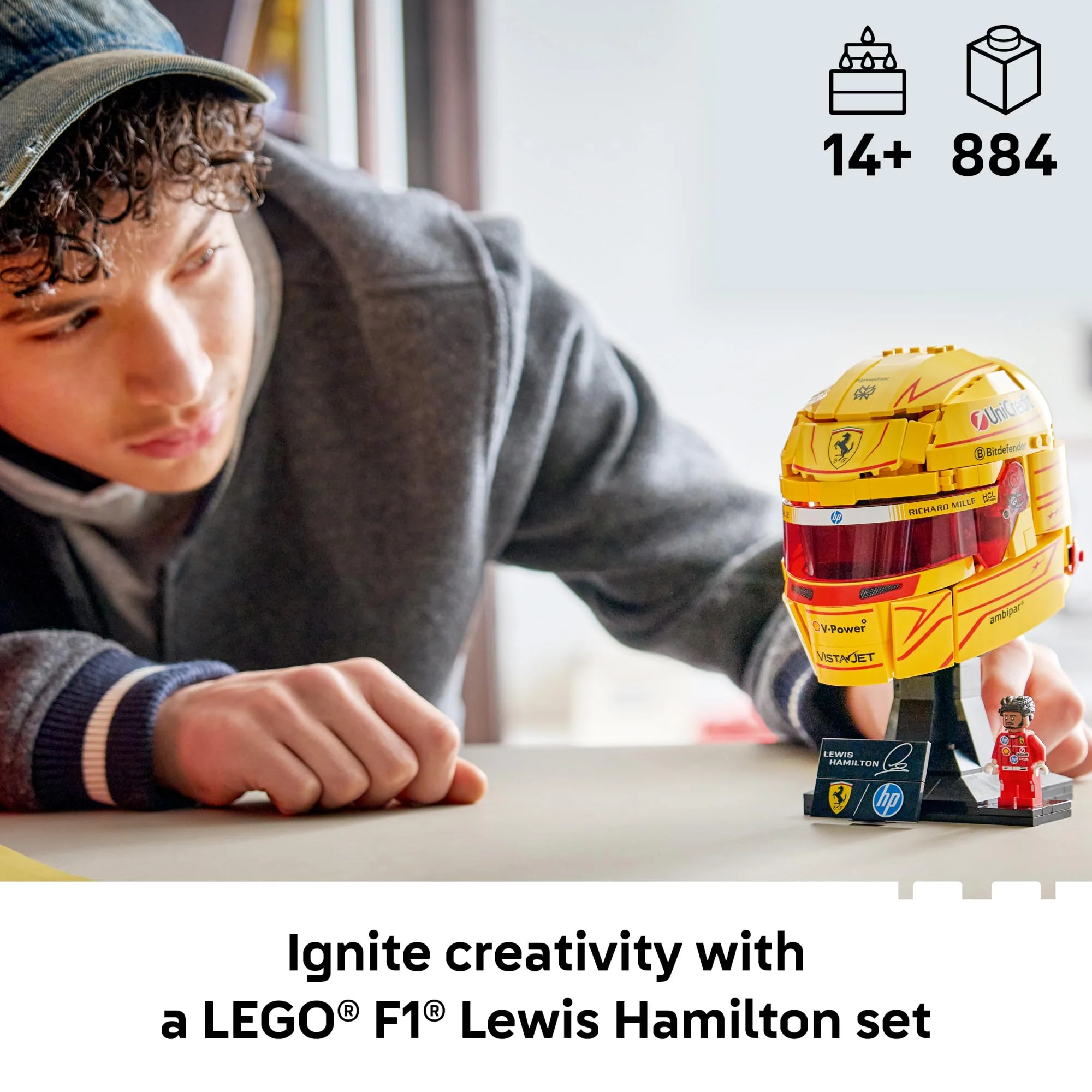 LEGO Editions Scuderia Ferrari HP Lewis Hamilton Helmet - Building Set for Teens, Ages 14+ - Collectible F1 Display - Bedroom or Home Office Decor - Gift for Racing Fans - 43022 - Image 3