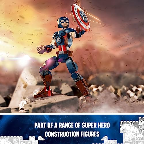 LEGO Marvel Captain America Construction Figure 76258 Buildable Marvel Action Figure, Posable Marvel Collectible with Attachable Shield for Play and Display, Avengers Toy for Boys and Girls Ages 8-12 - Image 2
