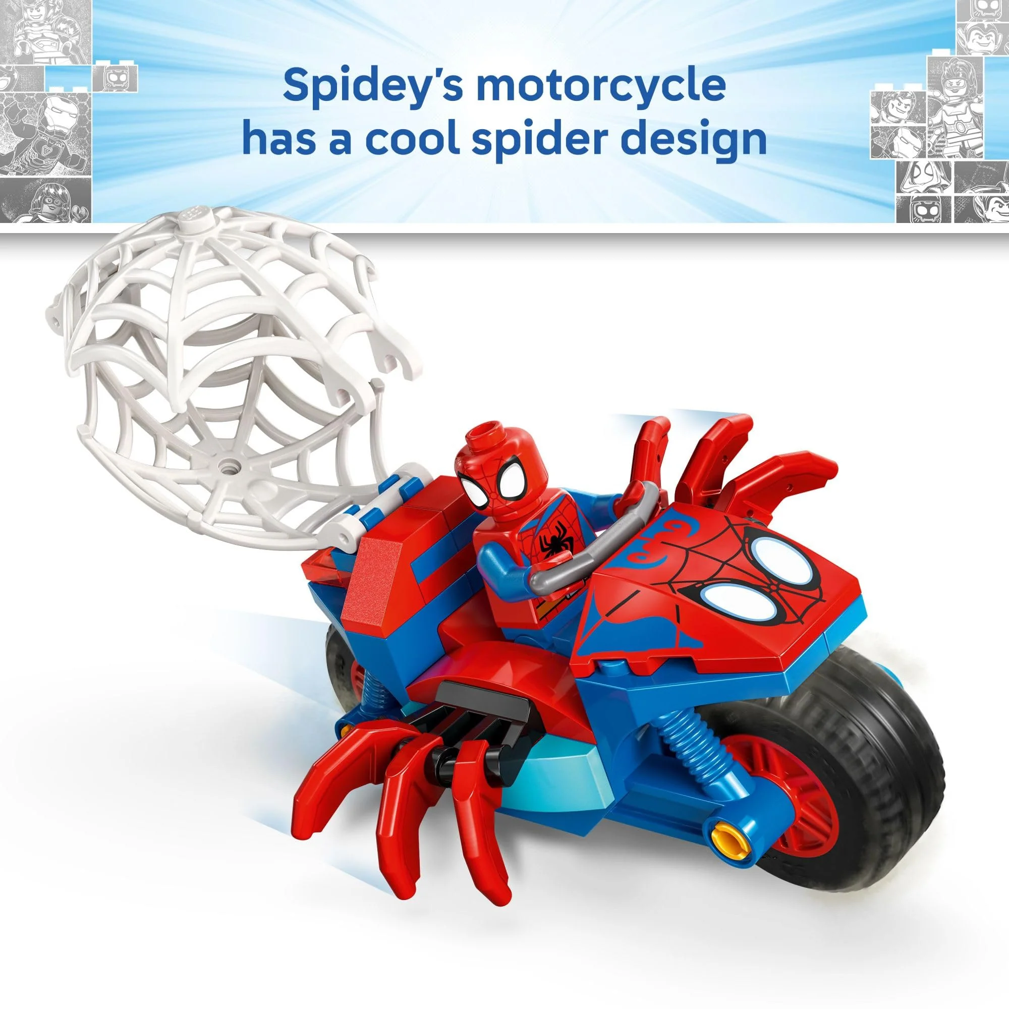 LEGO Marvel Spidey and His Amazing Friends Spidey on his Motorcycle vs. Rhino Building Toy for Kids - Super Hero Pretend Playset for Preschool Boys & Girls, Ages 4+ - Gift Idea for Birthdays - 11206 - Image 3