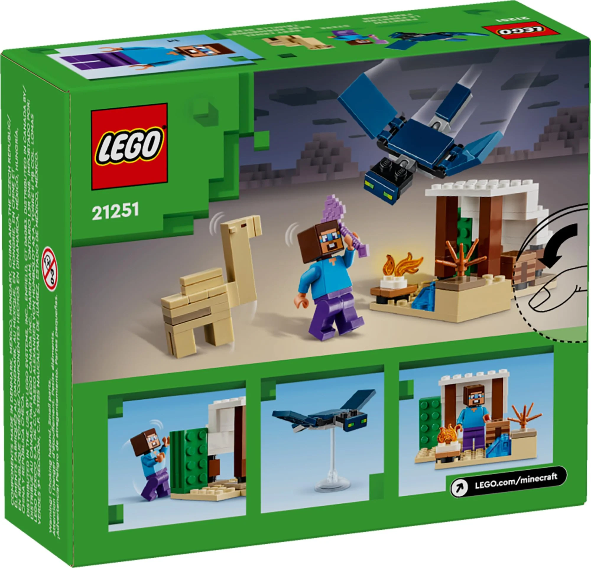 LEGO Minecraft Steve's Desert Expedition Building Toy, Biome with Minecraft House and Action Figures, Minecraft Gift for Independent Play, Gaming Playset for Boys, Girls and Kids Ages 6 and Up, 21251 - Image 2