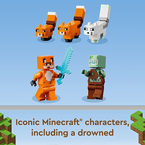 LEGO Minecraft The Fox Lodge House 21178 Animal Toys with Drowned Zombie Figure, Birthday Gift for Grandchildren, Kids, Boys and Girls Ages 8 and Up - Image 3