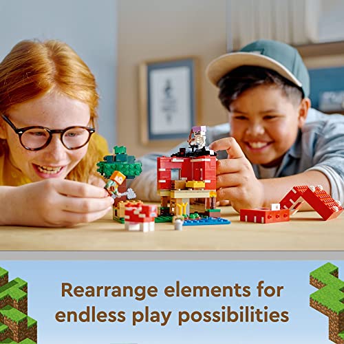 LEGO Minecraft The Mushroom House Set, 21179 Building Toy for Kids Age 8 Plus, Gift Idea with Alex, Mooshroom & Spider Jockey Figures - Image 2