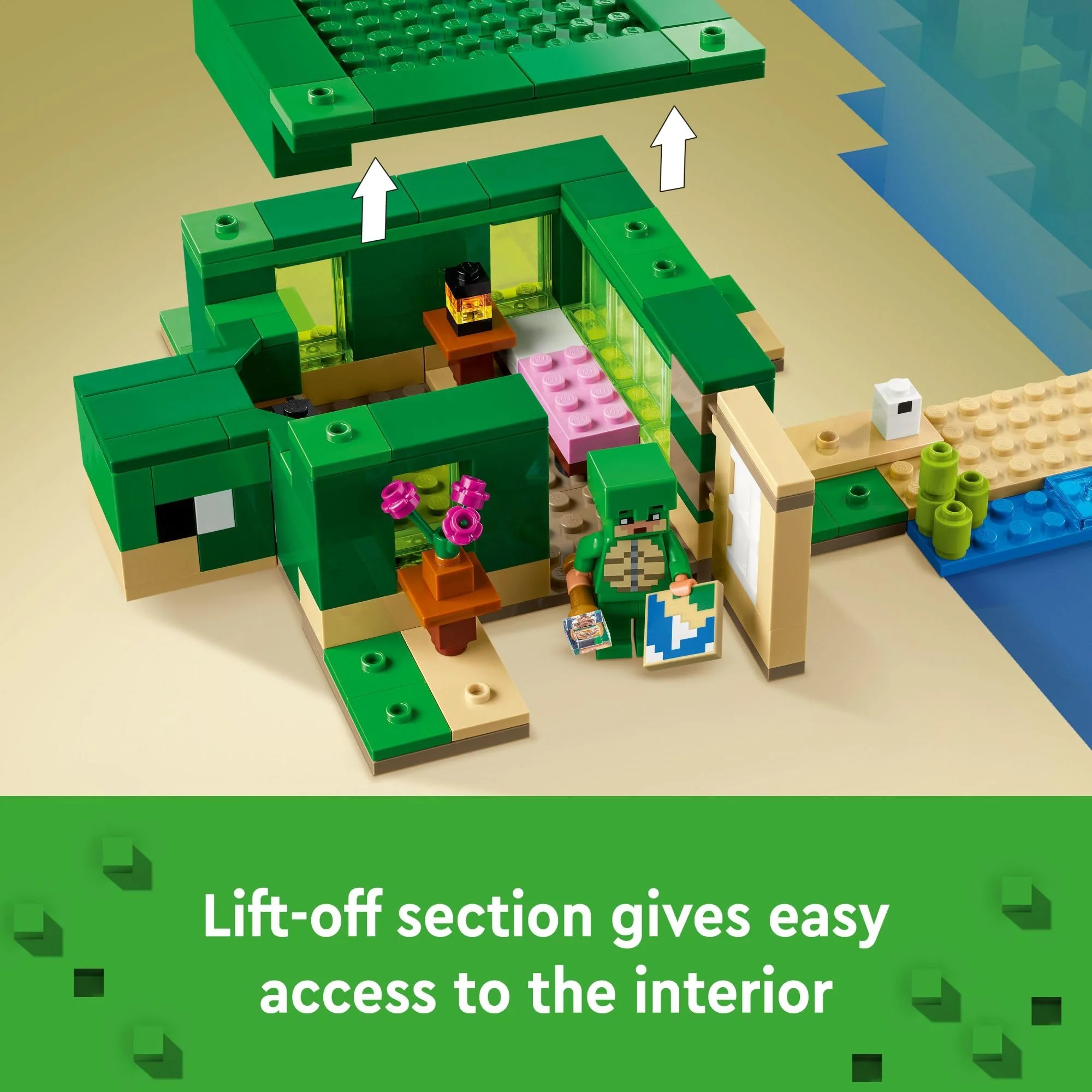 LEGO Minecraft The Turtle Beach House Construction Toy, Minecraft House Building Set with Turtle Figures, Accessories, and Characters from The Game, Gift for 8 Year Old Gamers, Boys and Girls, 21254 - Image 3