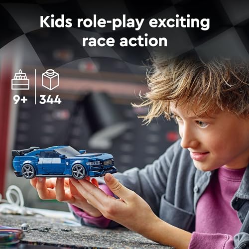 LEGO Speed Champions Ford Mustang Dark Horse Sports Car Toy, Buildable Ford Mustang Toy for Kids, Blue Toy Car Model Set, Gift Idea for Boys and Girls Aged 9 Years Old and Up, 76920 - Image 5