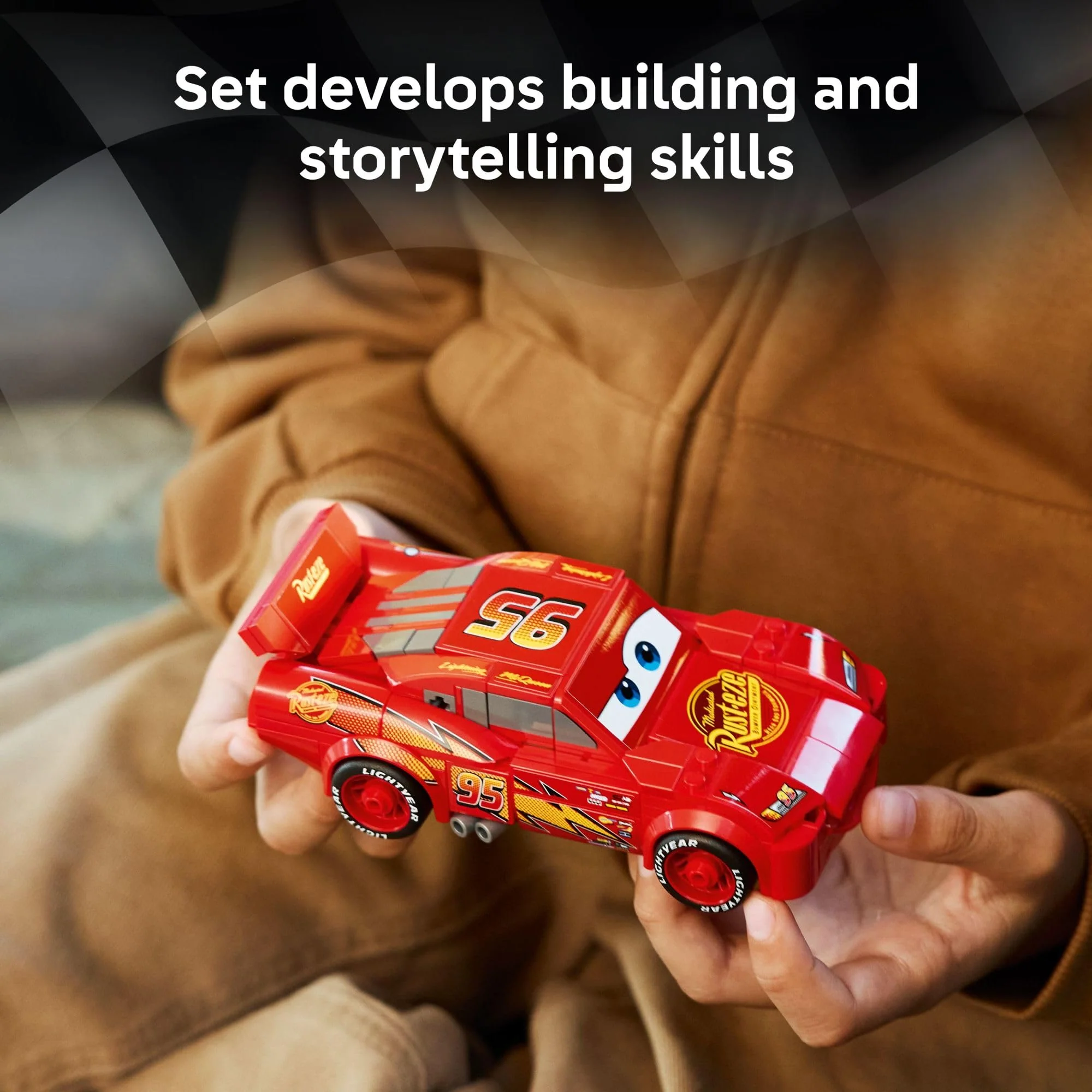 LEGO Speed Champions Lightning McQueen Toy - Disney Pixar Cars Building Blocks for Kids, Boys & Girls, Ages 9+ - Pretend Play Race Car & Bedroom Shelf Display - 77255 - Image 5