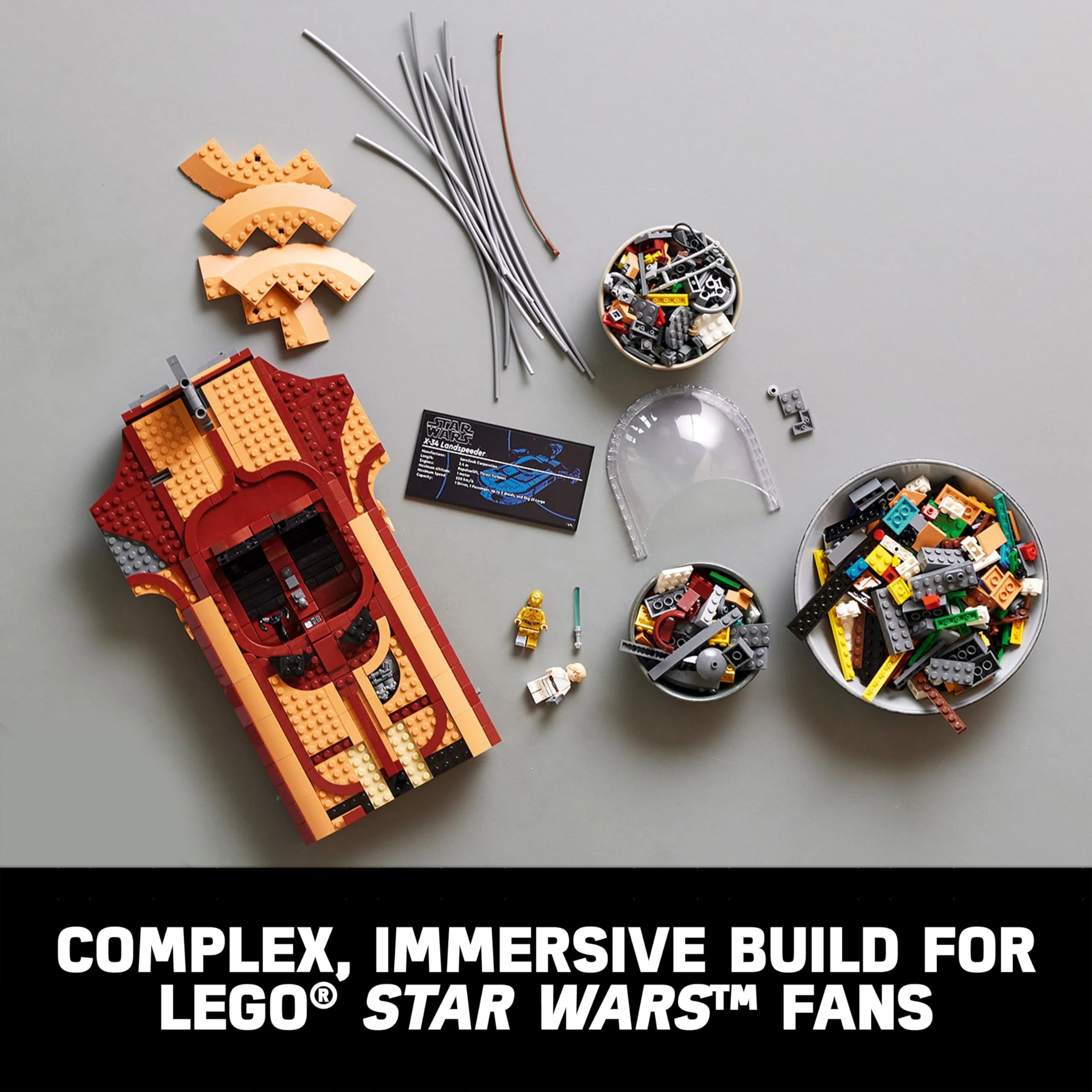 LEGO Star Wars Luke Skywalker's Landspeeder 75341, Ultimate Collector Series Star Wars Building Kit for Adults, Includes Luke Skywalker Lightsaber and C-3PO Minifigure, Gift Idea for Star Wars Fans - Image 2