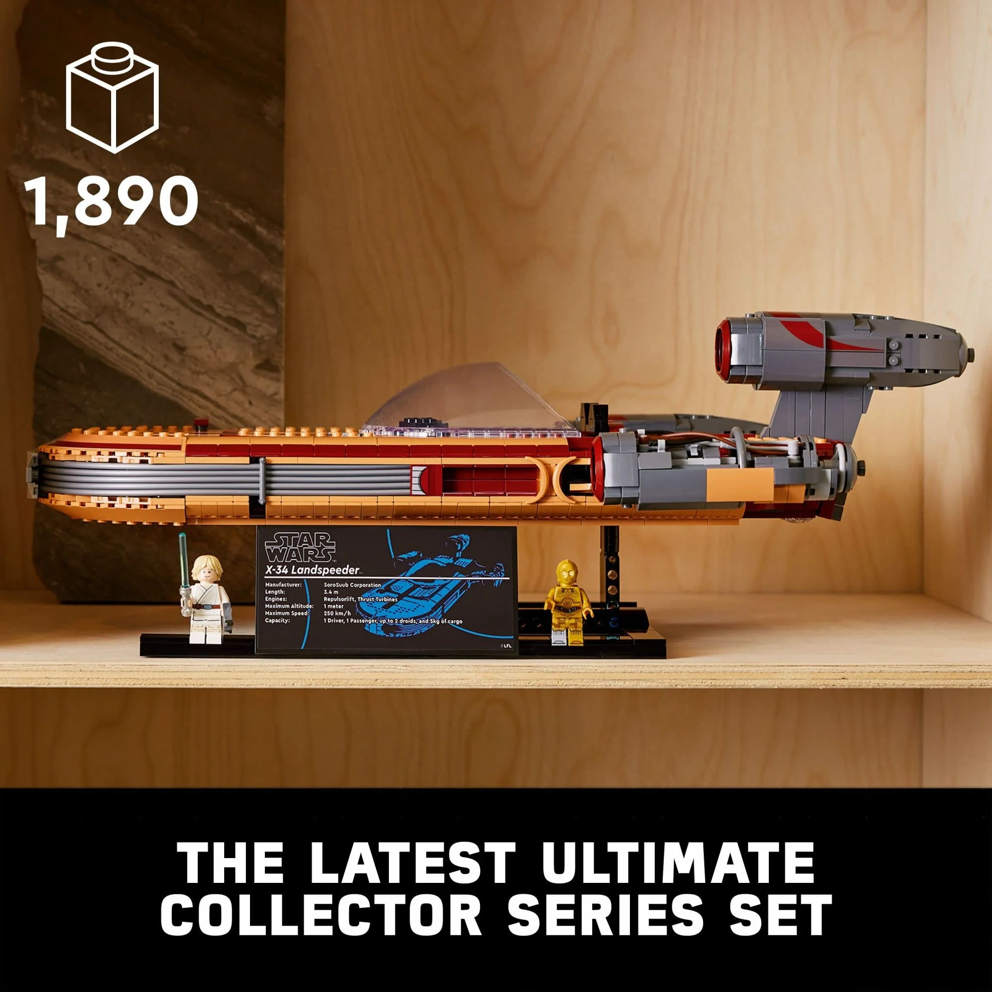 LEGO Star Wars Luke Skywalker's Landspeeder 75341, Ultimate Collector Series Star Wars Building Kit for Adults, Includes Luke Skywalker Lightsaber and C-3PO Minifigure, Gift Idea for Star Wars Fans - Image 6