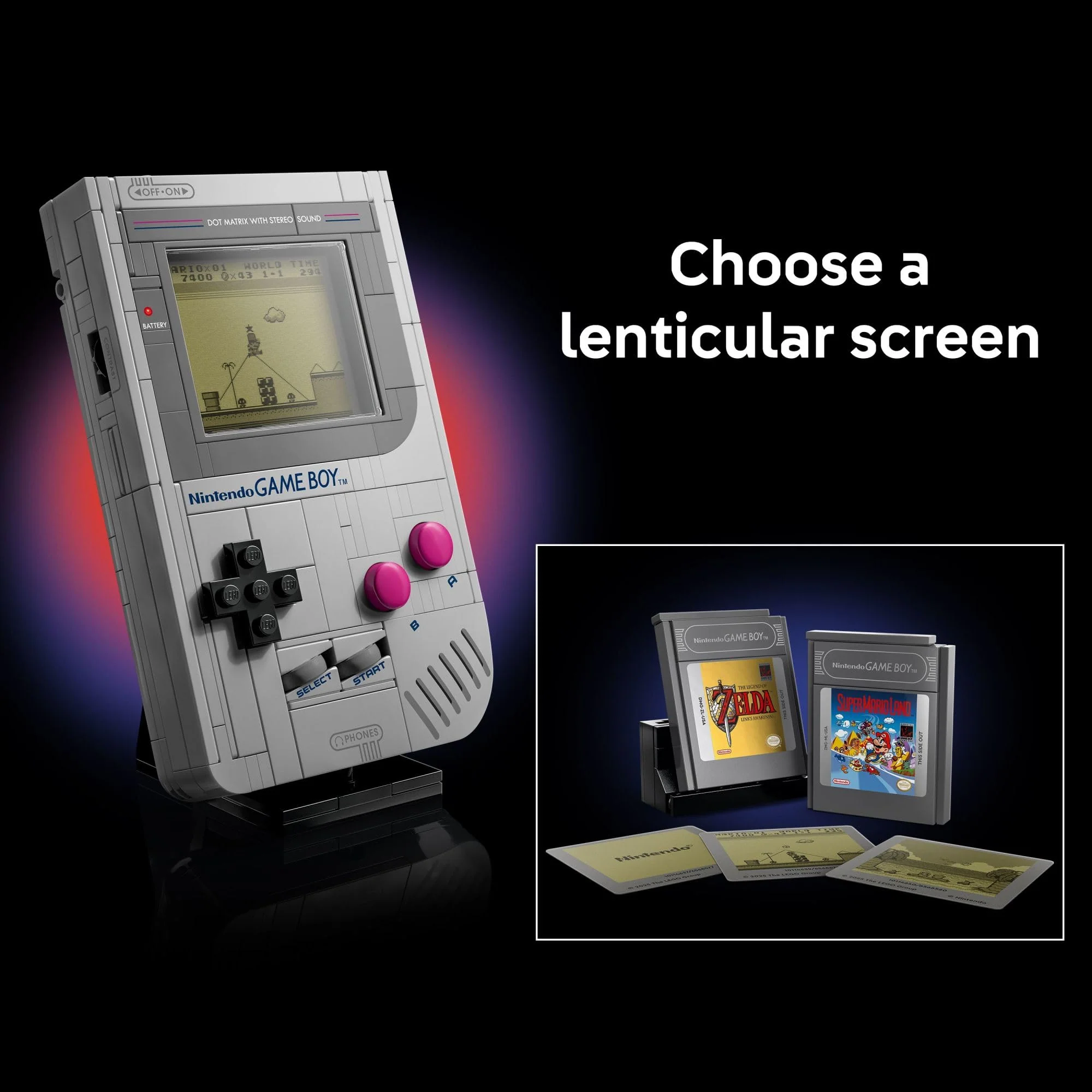 LEGO Super Mario Game Boy - Retro Building Sets for Adults, Ages 18+ - Collectible Model with Game Paks and Display Stand - Birthday Gifts for Men & Women - 72046 - Image 3