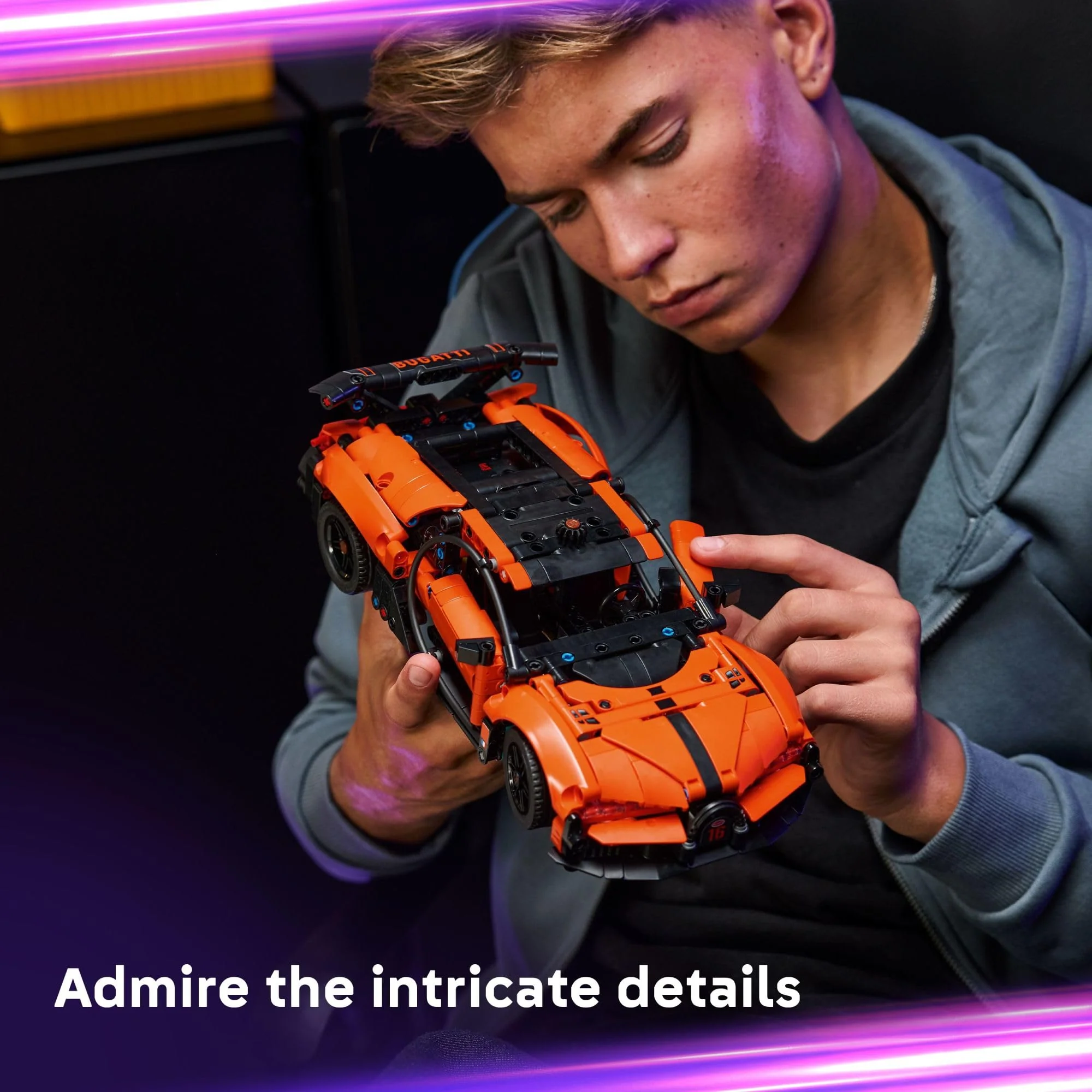 LEGO Technic Bugatti Chiron Pur Sport Hypercar Building Toy for Boys & Girls - Sports Car Toy W/Realistic Steering & Engine for Kids & Racing Fans, Ages 9+ - Gift Idea for Birthdays - 42222 - Image 3