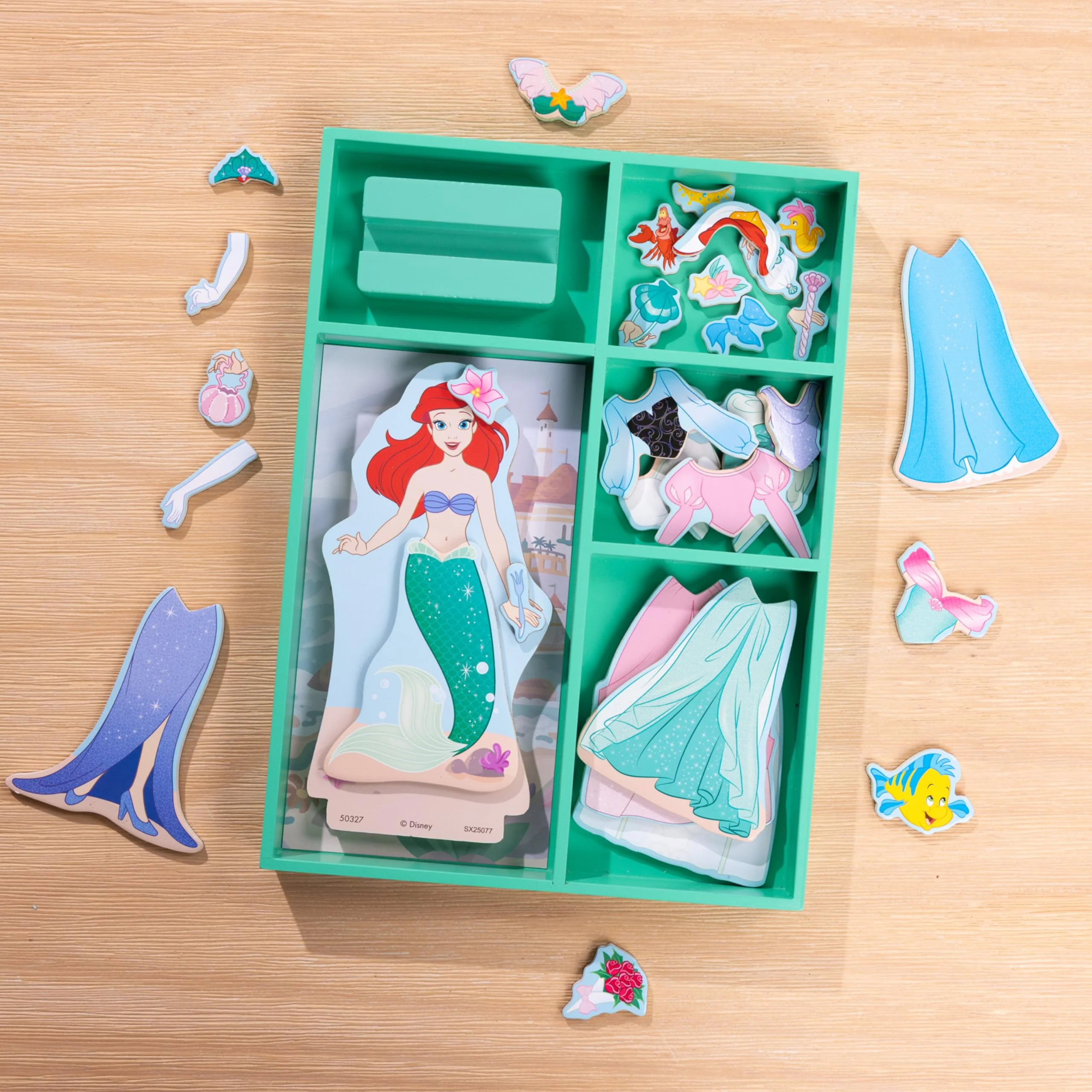 Melissa & Doug Disney Princess Ariel Magnetic Dress-Up Wooden Doll Pretend Play Set (30+ Pieces) - Image 2