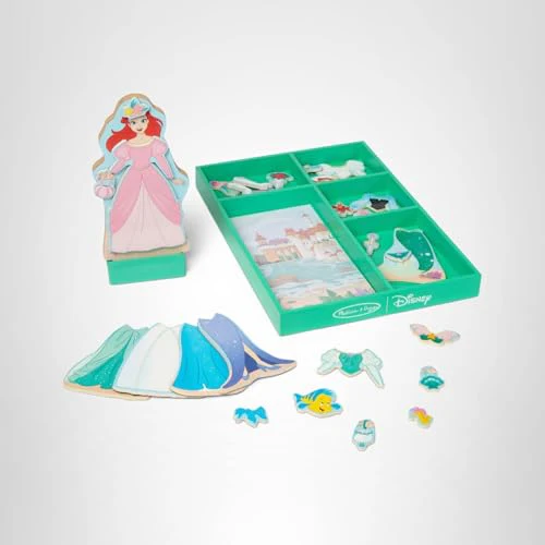 Melissa & Doug Disney Princess Ariel Magnetic Dress-Up Wooden Doll Pretend Play Set (30+ Pieces) - Image 4