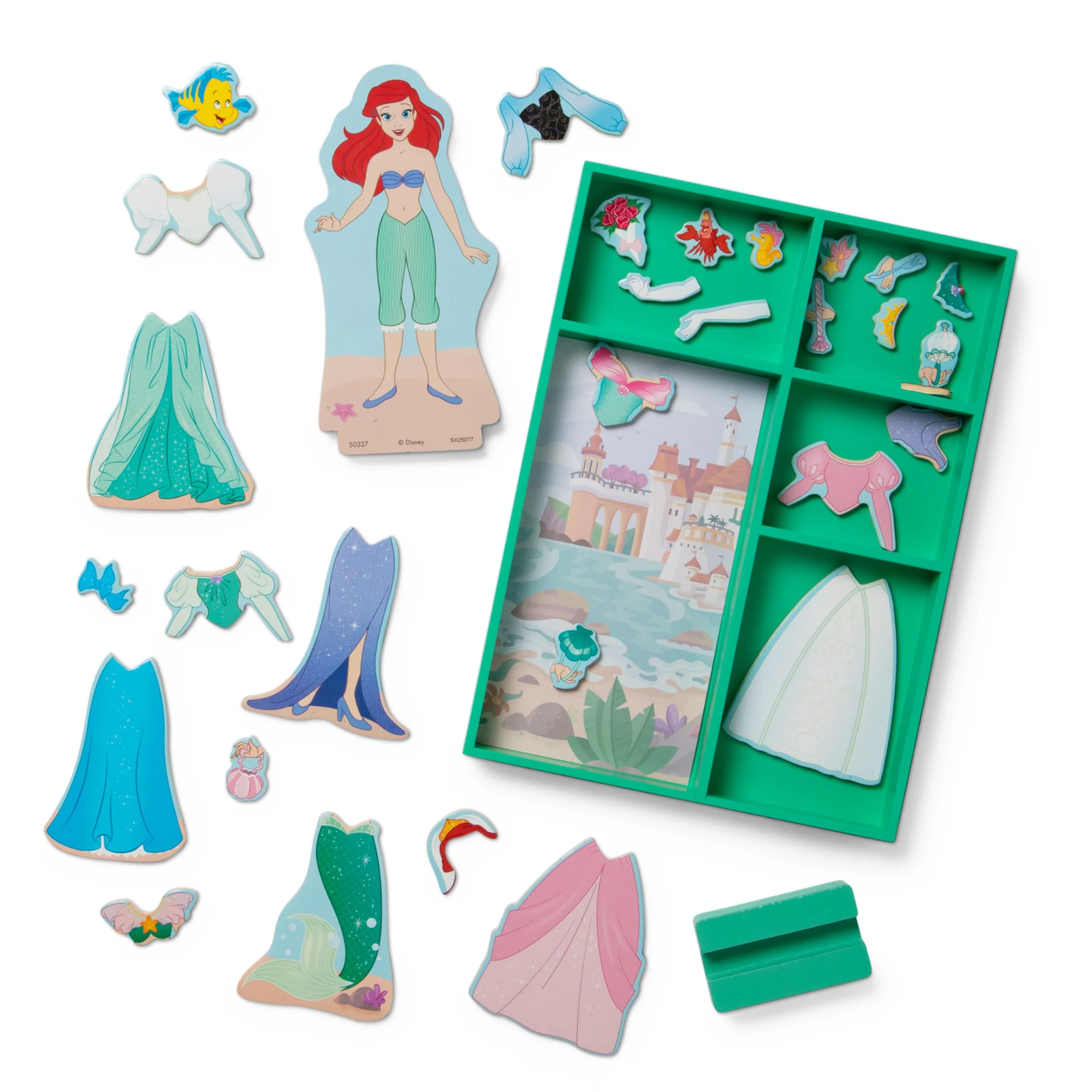 Melissa & Doug Disney Princess Ariel Magnetic Dress-Up Wooden Doll Pretend Play Set (30+ Pieces) - Image 8