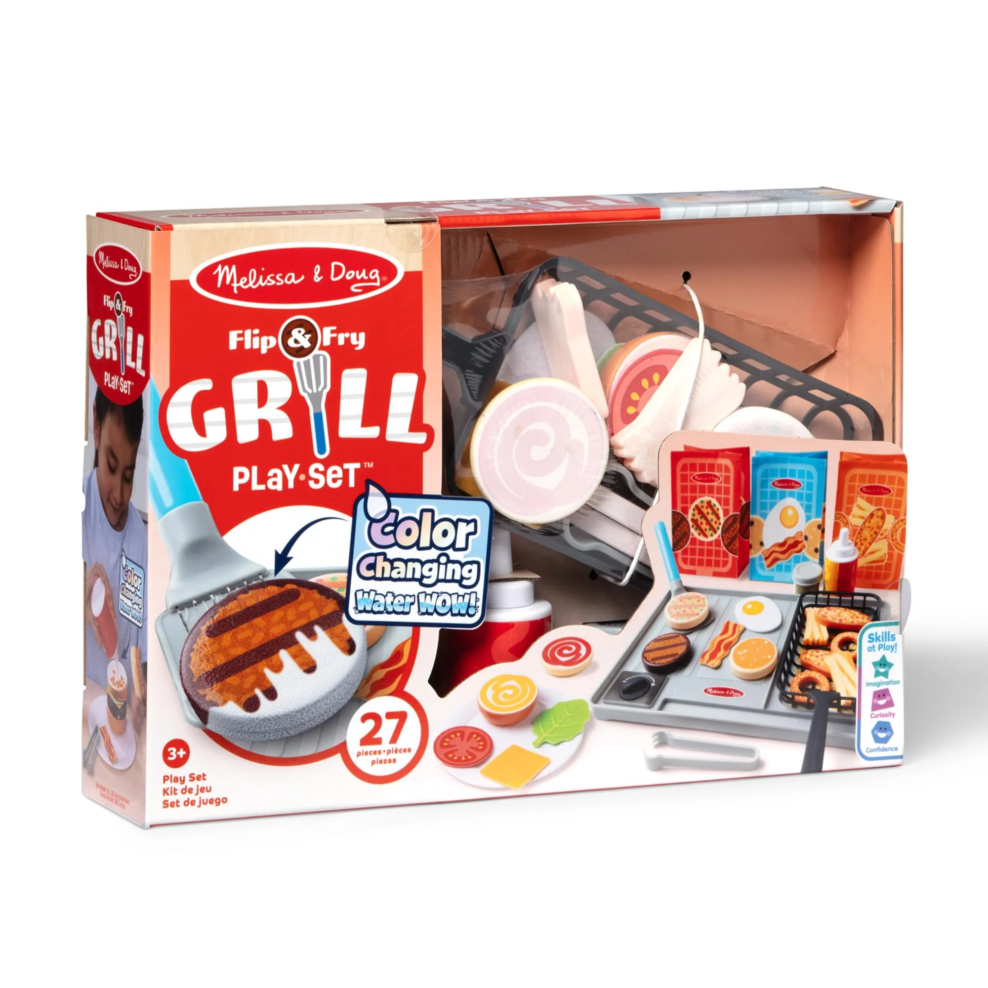 Melissa & Doug Flip & Fry Grill Play Set with Water Wow!® Kids Kitchen Playset with Color Changing Play Food, Preschool Toys for Girls & Boys Ages 3+ - Image 8