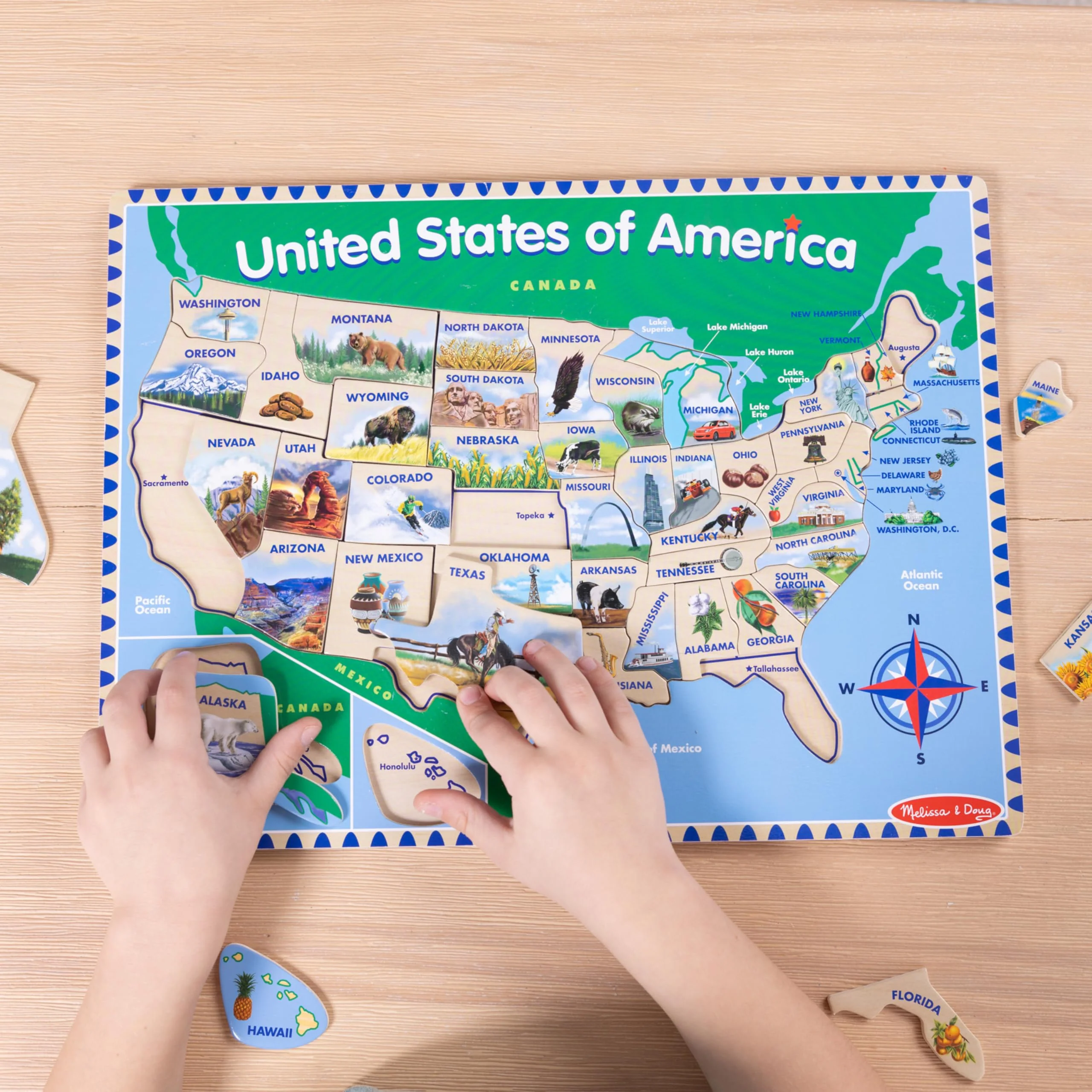 Melissa & Doug USA Map Wooden Puzzle (45 pcs) - Image 5