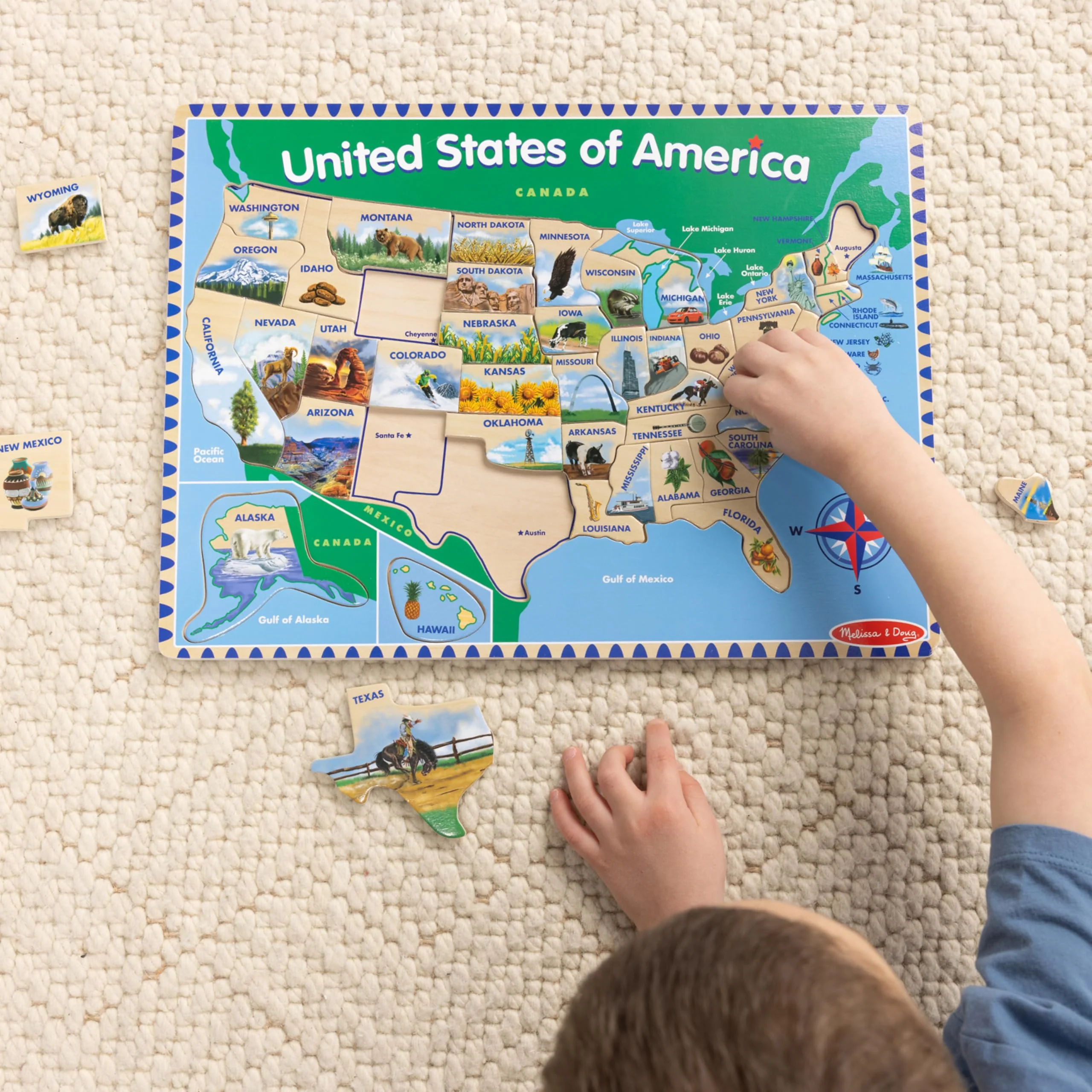 Melissa & Doug USA Map Wooden Puzzle (45 pcs) - Image 6