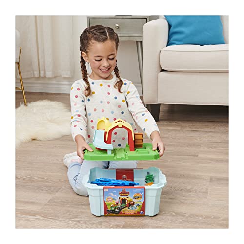 Mighty Express, Farm Station Adventure Bucket and 11-Piece Train Track Set with Exclusive Farmer Faye Toy Train - Image 3
