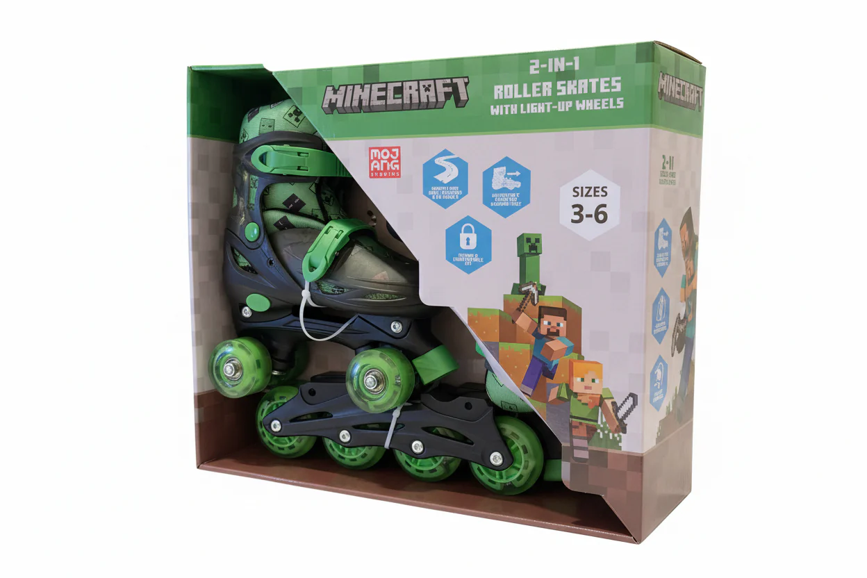 Minecraft 2-in-1 Roller Skates with Light-Up Wheels and Adjustable Fit - Image 2