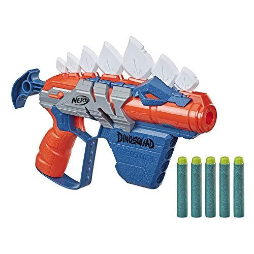 NERF DinoSquad Stegosmash Dart Blaster, 4-Dart Storage, Pull-Back Priming Handle - Image 2