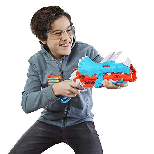 NERF DinoSquad Tricera-Blast Dart Blaster, Break-Open 3-Dart Loading, 12 Official Darts - Image 6