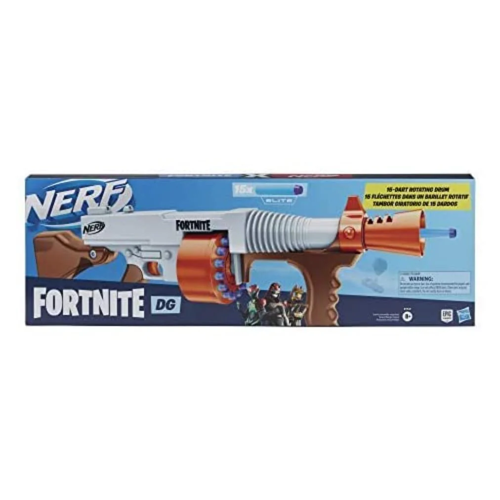 Nerf Fortnite DG Blaster 15-Dart Rotating Drum, Pump Action, 15 Official Darts
