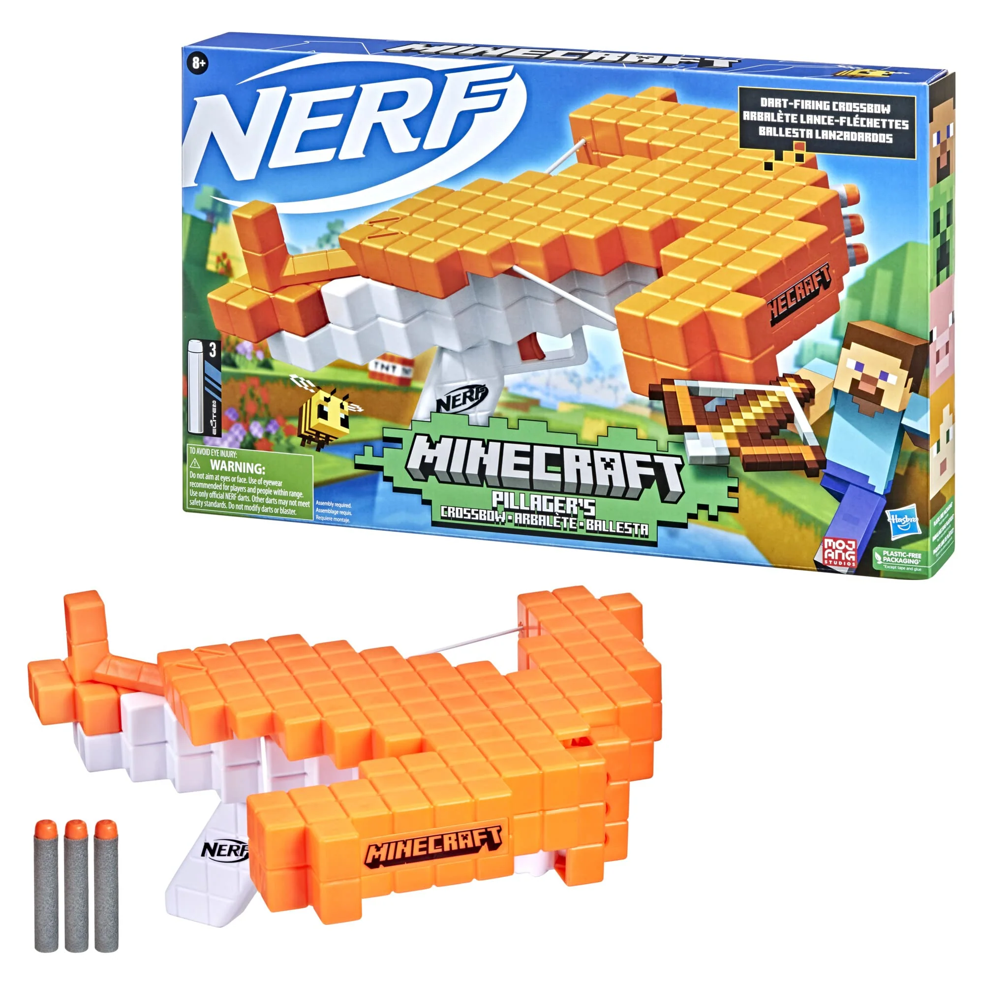 Nerf Minecraft Pillager's Crossbow, Dart-Blasting Crossbow, Includes 3 Elite Darts, Real Crossbow Action, Pull-Back Priming Handle - Image 3