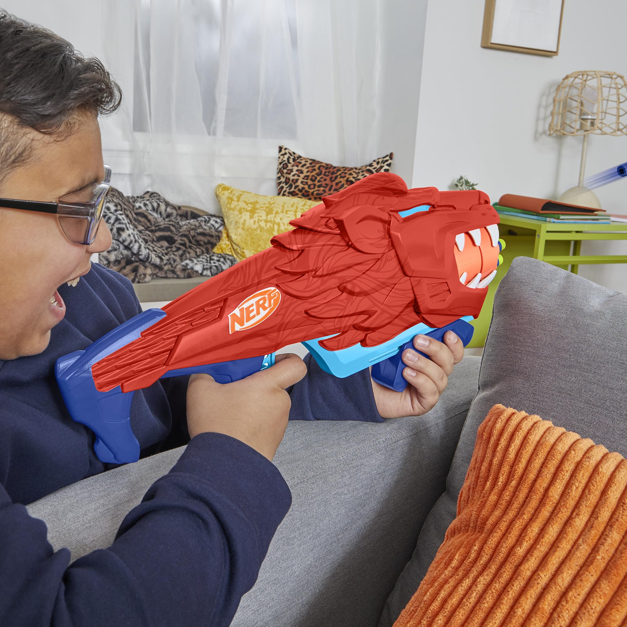 NERF Wild Lionfury, Easy Play Dart Blaster, 16 Nerf Elite Darts, Nerf Blaster Lion Toys for 6 Year Old Boys & Girls & Up, Outdoor Toys - Image 12
