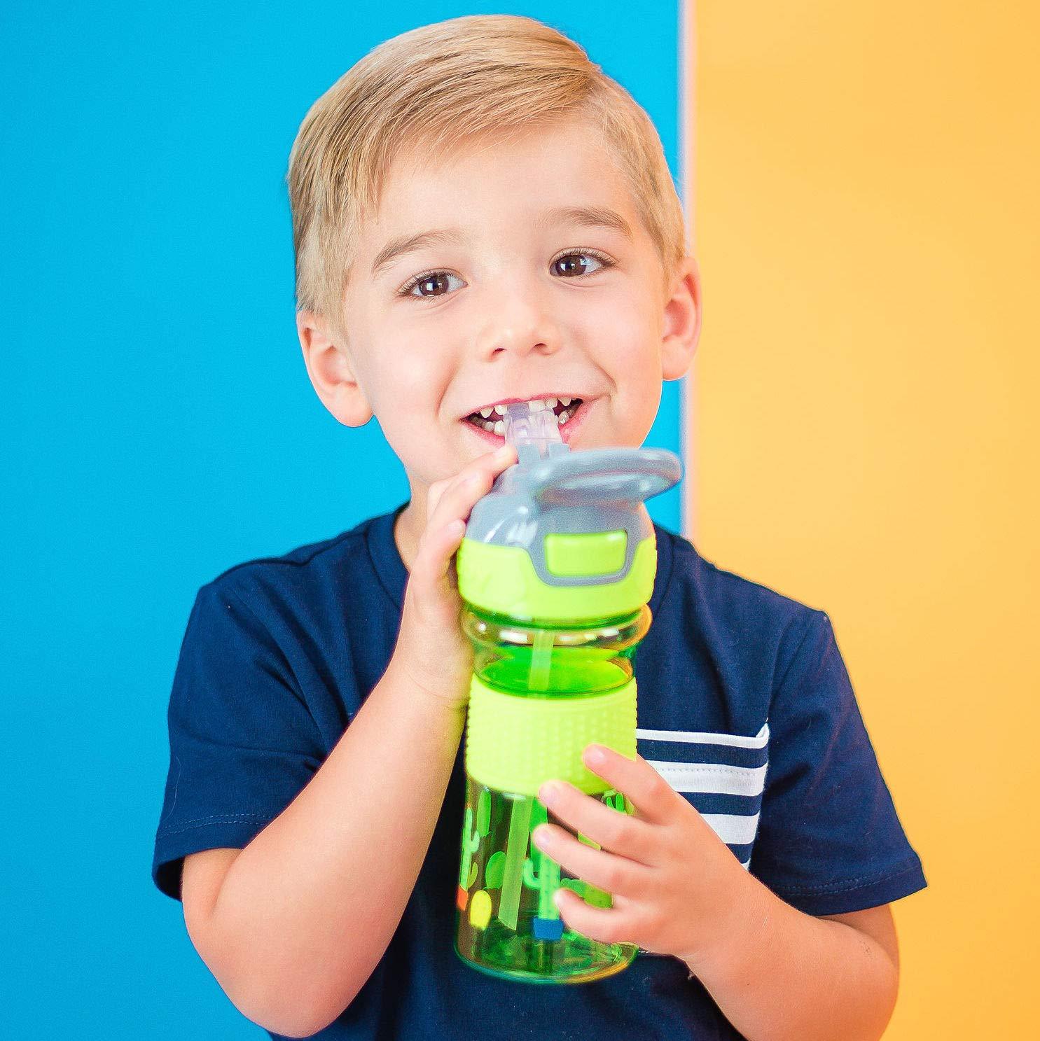 Nuby Thirsty Kids Push Button Flip-it Soft Spout on The Go Water Bottle 12 Ounce - Image 7