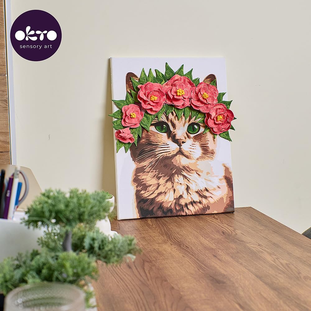OKTO Art Kit A Cat in a Flower Crown Arts & Crafts DIY Painting with Modeling Claу Claу Kit for Painting Painting Kits for Adults for Home Decoration Claу for Adults - Image 3
