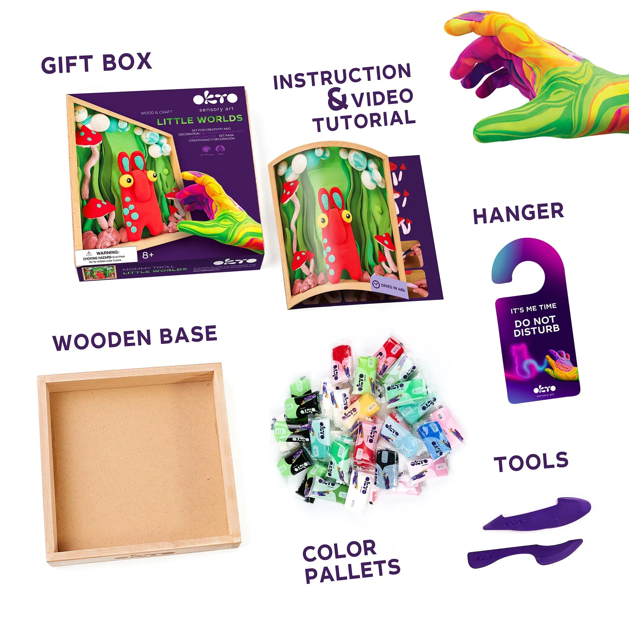 Okto Little Worlds “Mommy Troll” 3D Shadow-Box Art Kit (~8.3″ Sq, ~2″ Deep), Foam Air-Dry Modeling Clay , Home Wall Decor DIY, Adults & Teens, Ages 8+, Tool & Guide Included - Image 8