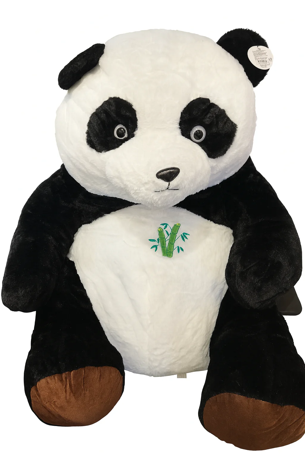 Plush panda toy with a bamboo leaf design on a white 32 in - Image 3