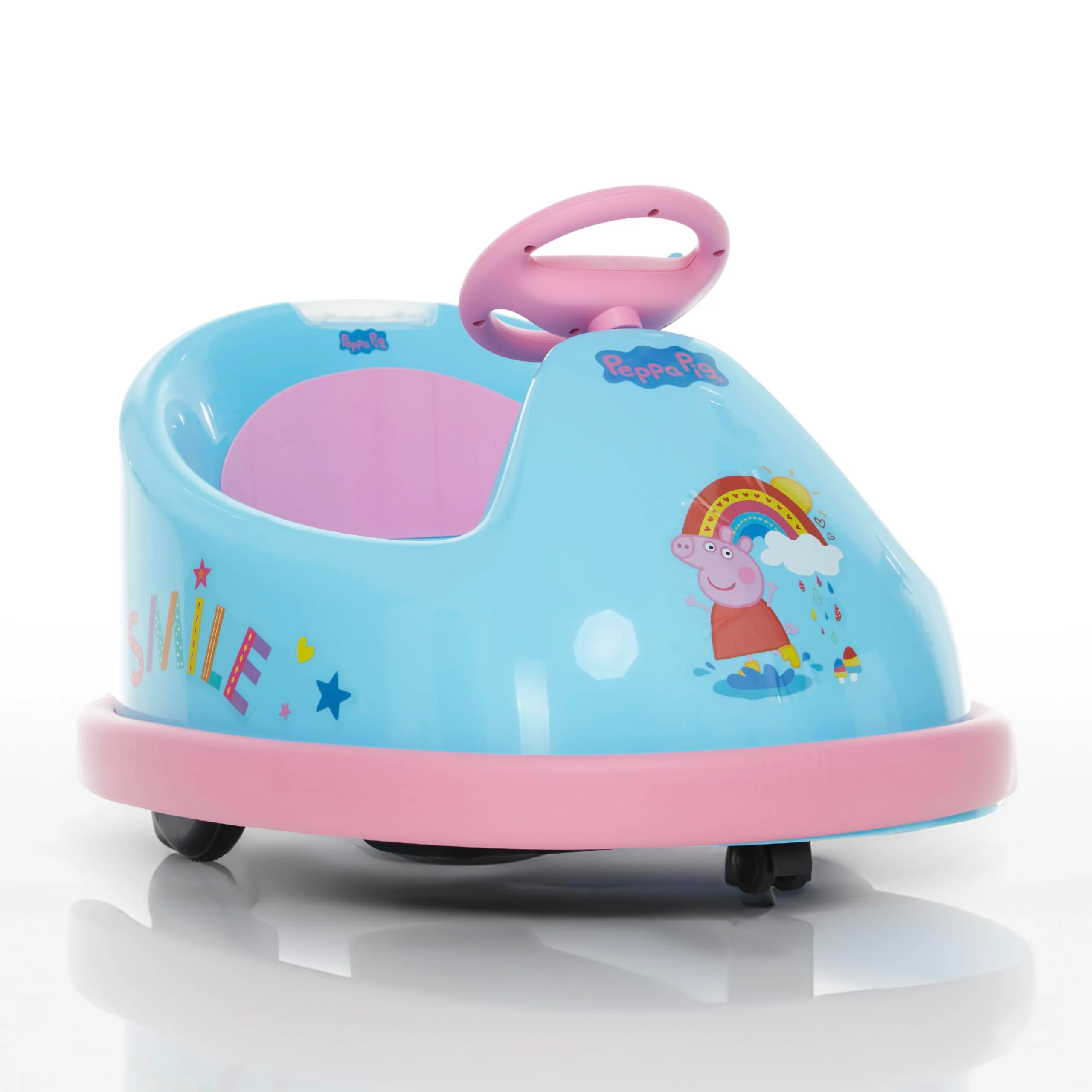 Peppa Pig Bumper Car for Kids, 2 Speed Electric Bumper Car Vehicle, Toddler Bumper Car with Remote Control and 360 Degree Turning, 6V Motor, LED Lights, Gifts for Toddlers
