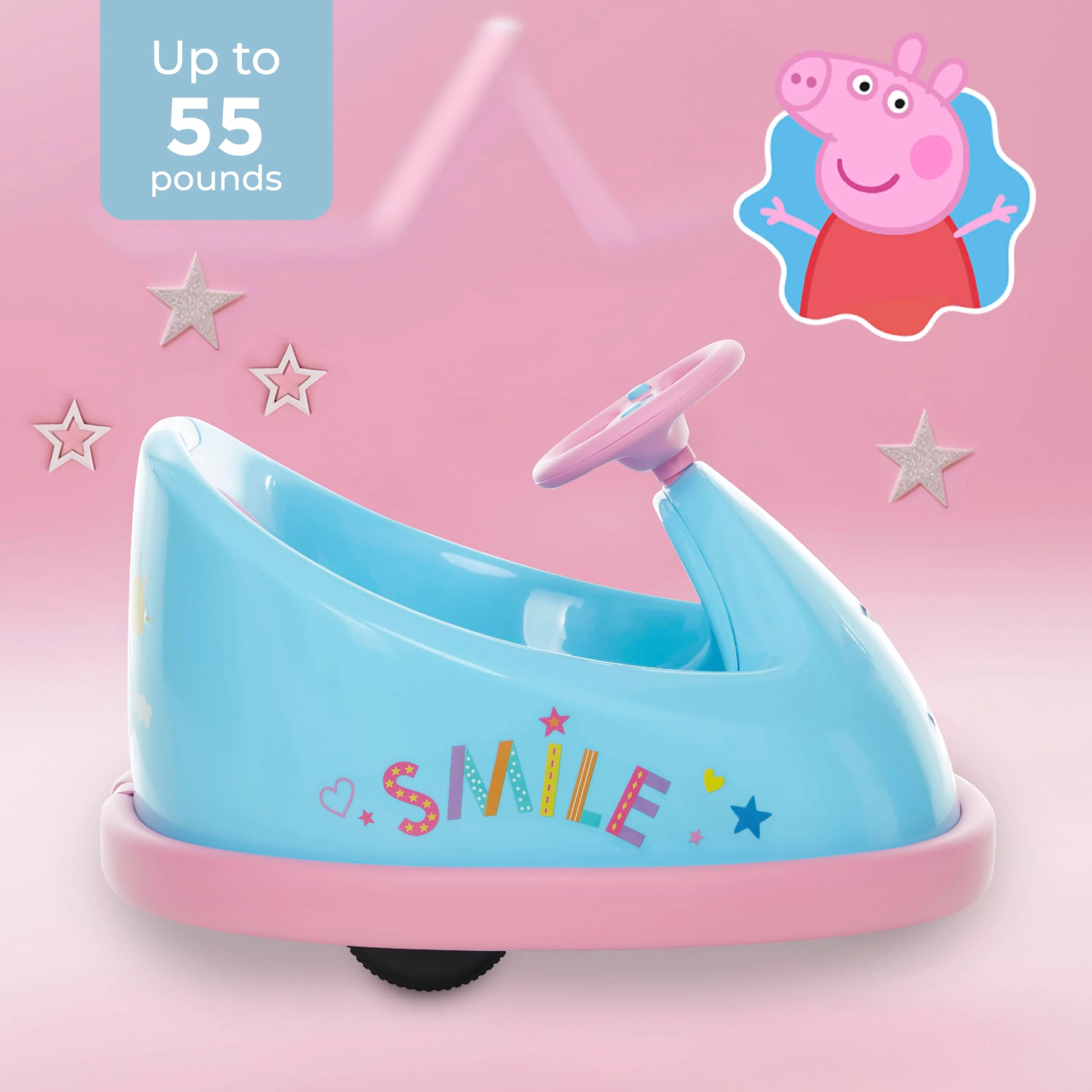 Peppa Pig Bumper Car for Kids, 2 Speed Electric Bumper Car Vehicle, Toddler Bumper Car with Remote Control and 360 Degree Turning, 6V Motor, LED Lights, Gifts for Toddlers - Image 7