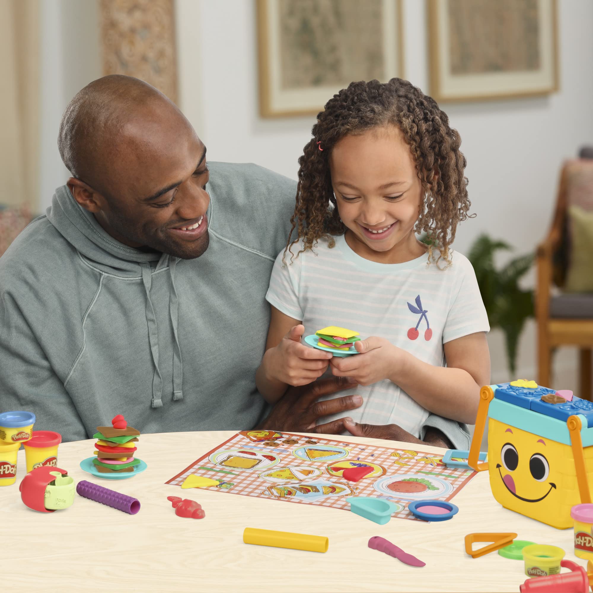 Play-Doh Picnic Shapes Starter Set, Preschool Toys for 3 Year Old Girls & Boys, Play Food, 12 Tools & 6 Modeling Compound Colors - Image 5