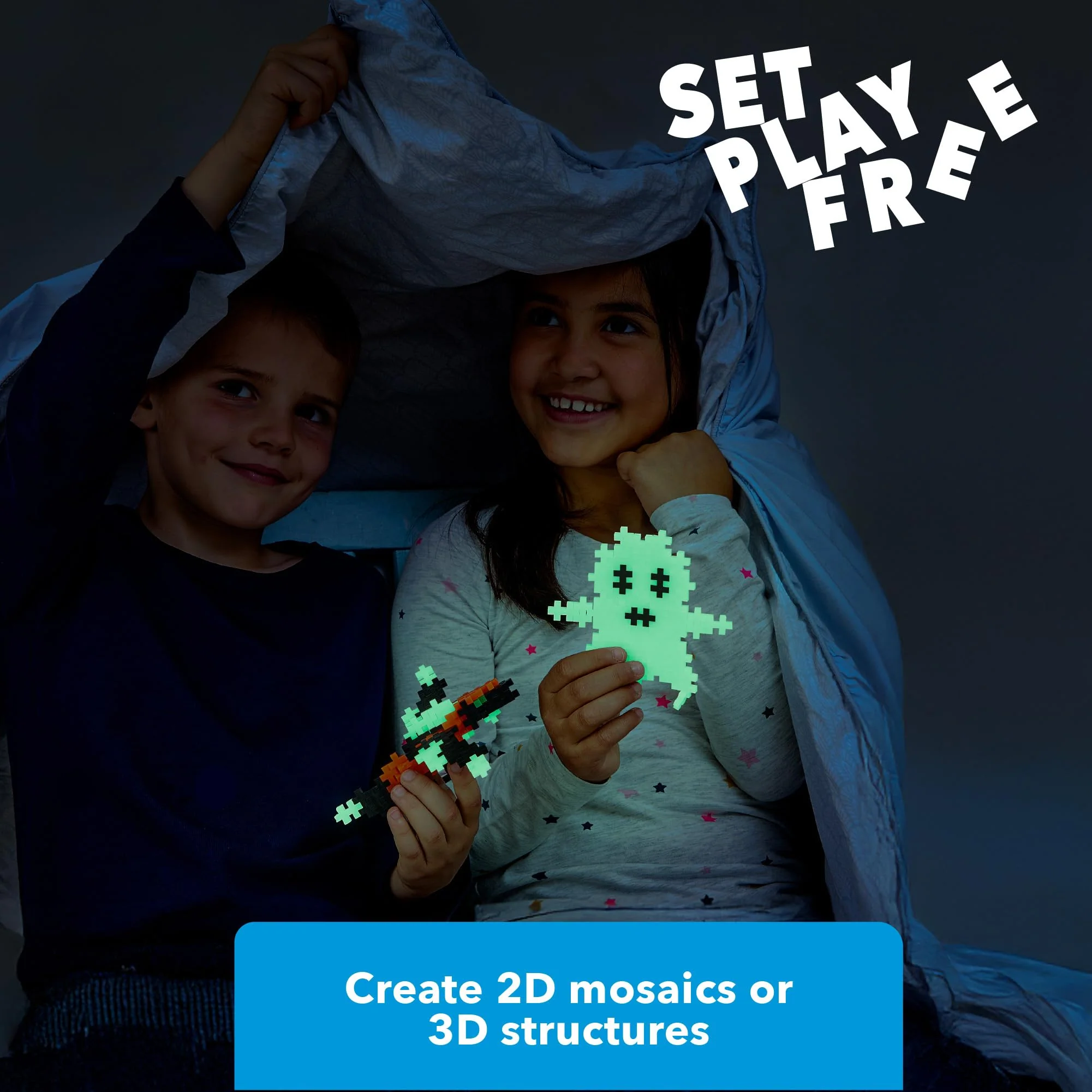Plus Plus 510 Piece Super Tube, Interlocking Building Block 3D Puzzle Kit, Kids Stem Connecting Toys - Glowing Color Mix - Image 5