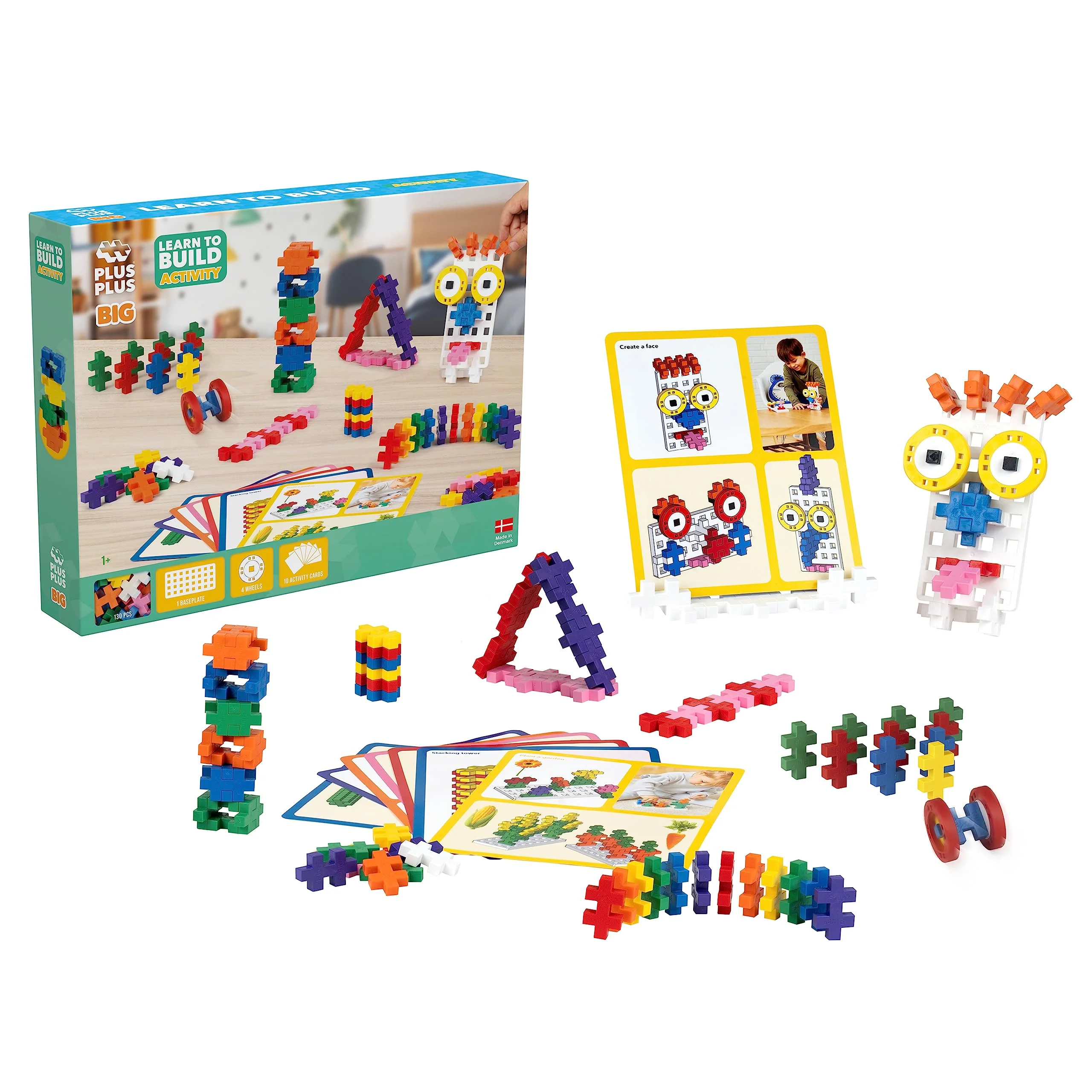 Plus Plus - Learn to Build Big, Activity Set, 130 Pieces - Construction Building Stem Toy, Large Puzzle Blocks for Toddlers and Preschool