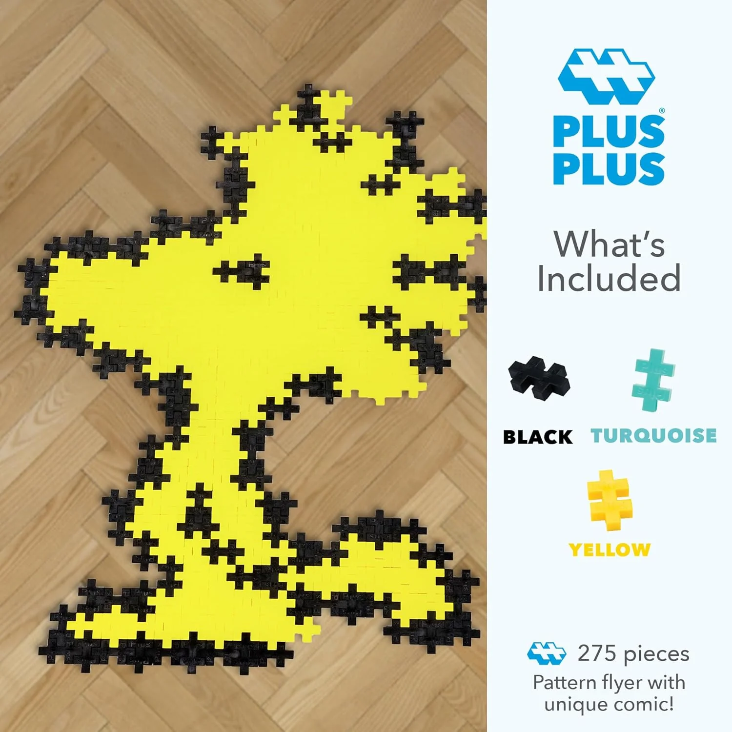 Plus Plus Puzzle By Number, 275 Piece Interlocking Mini Building Blocks, 2D Puzzle Stem Toy For Kids, Peanuts Merchandise -Woodstock - Image 4