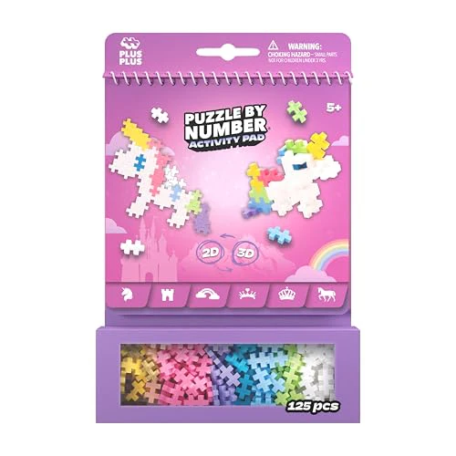 Plus Plus Puzzle By Number Activity Pad, Kids Travel Activities, Interlocking Mini Building Blocks, 3D Puzzle Stem Toy for Kids - Fairytale - Image 5