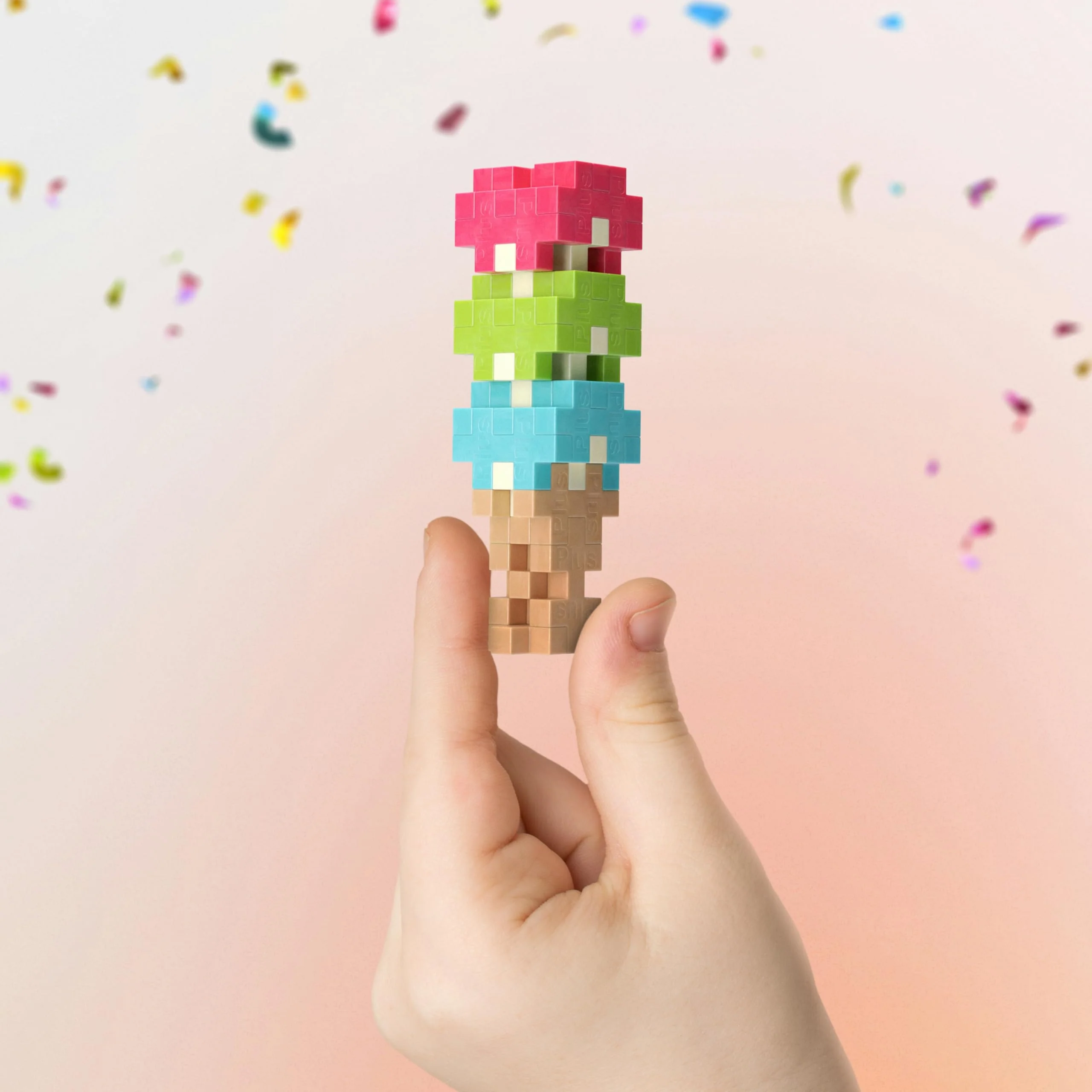 PLUS PLUS Scooops, Birthday Cake - Ice Cream 3D Puzzle Building Block Set, 100 Mini Interlocking Pieces, Fun Stem Toy for Kids - Image 6