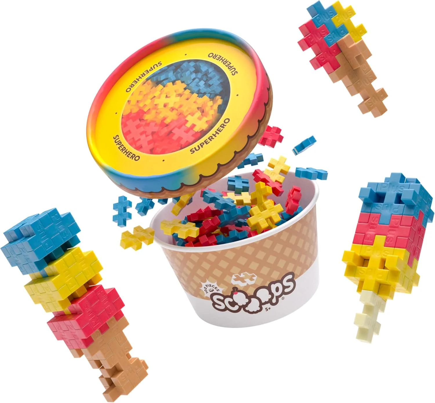 PLUS PLUS Scooops, Birthday Cake - Ice Cream 3D Puzzle Building Block Set, 100 Mini Interlocking Pieces, Fun Stem Toy for Kids - Image 9
