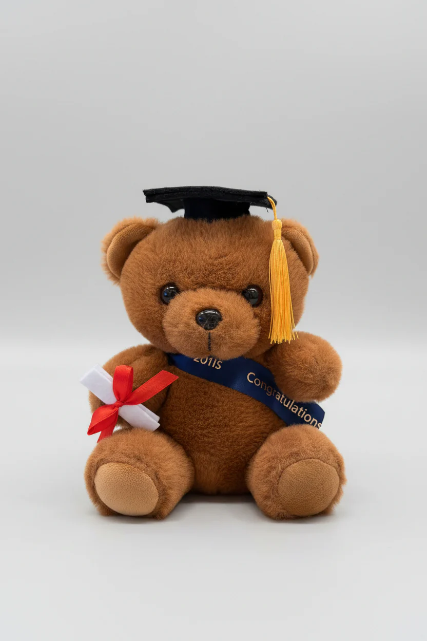 Plush Toy Graduation-Themed Teddy Bear, Brown and White Colors - Image 2
