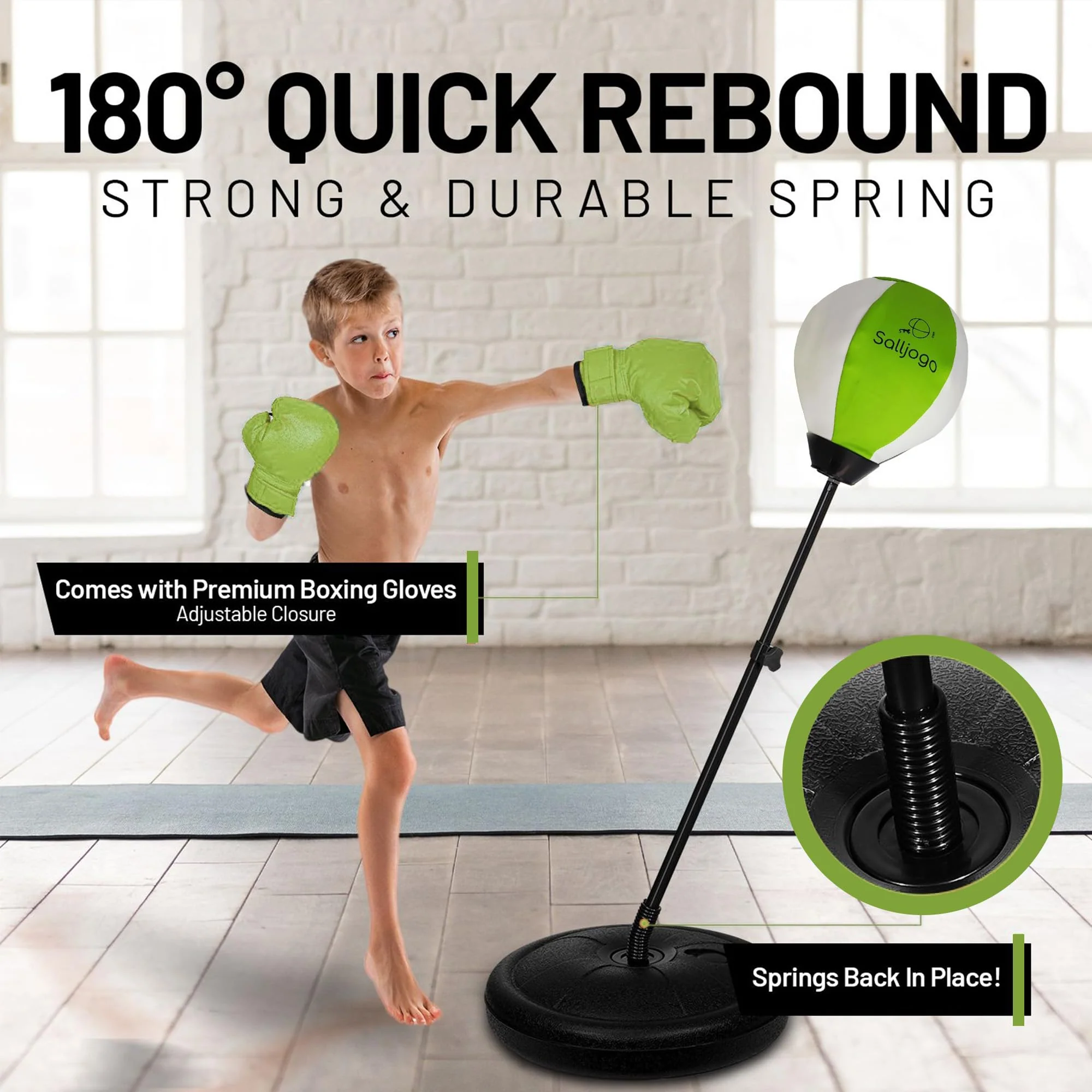 Punching Bag for Kids - Incl Boxing Ball with Stand Boxing Training Gloves & Hand Pump Adjustable Kids Punching Bag, GRET Gift 3-10 Years Boys & Girls ... - Image 4