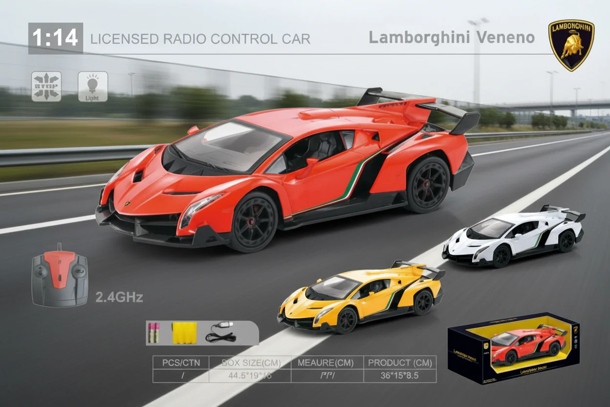 Remote Control Car, 1:14 Lamborghini Poison, Color May Vary