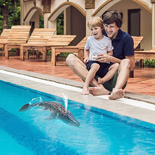 Remote Control Dinosaur Toys for Kids, Mosasaurus Diving Toys RC Boat with Light and Spray Water for Swimming Pool Lake Bathroom Ocean Protector Bath Toys - Image 2