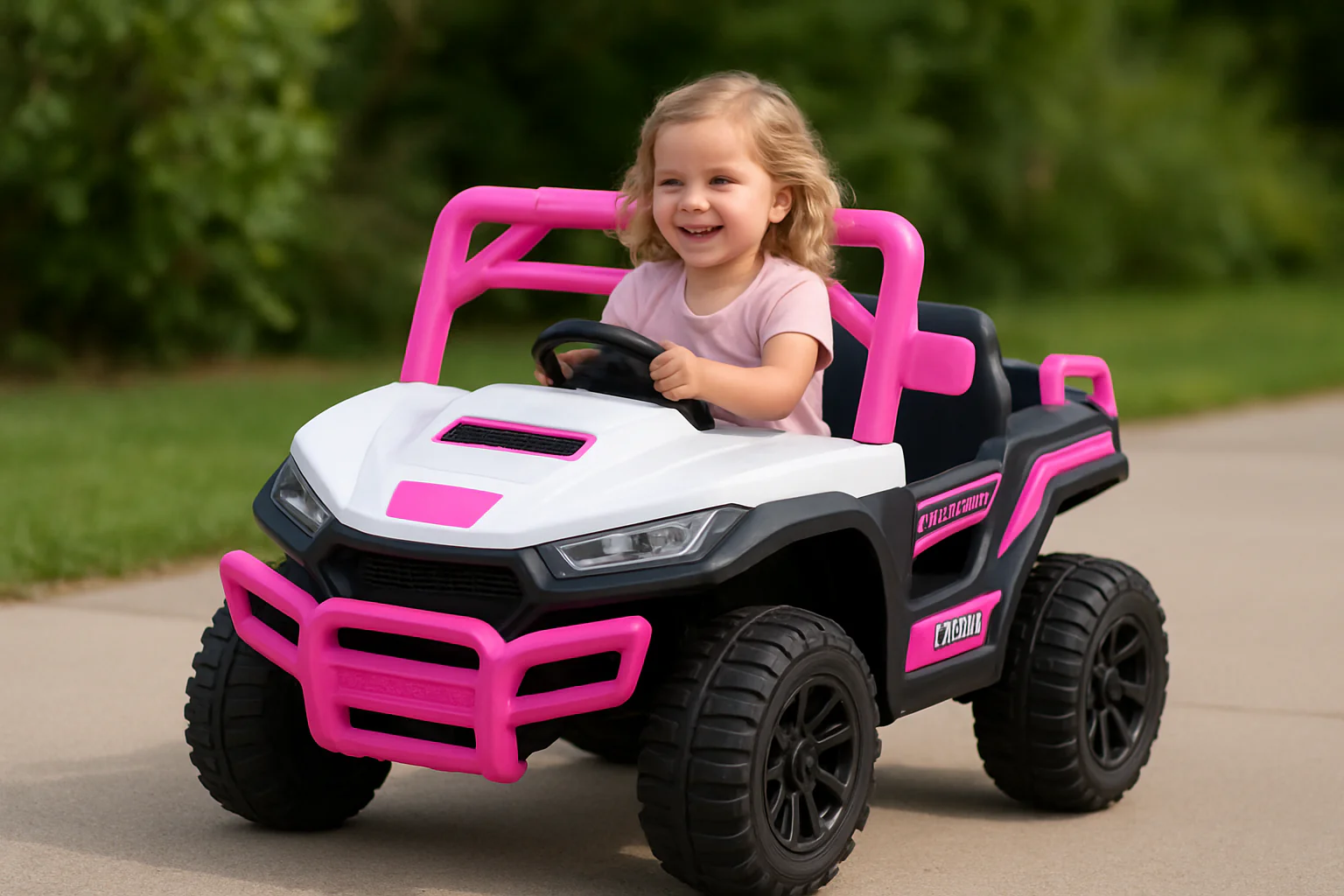 Kids Ride-On Car with 12V Battery Powered, Adjustable Speeds, Front Lights, R/C, and Four Wheel Suspension for Comfort - Image 3