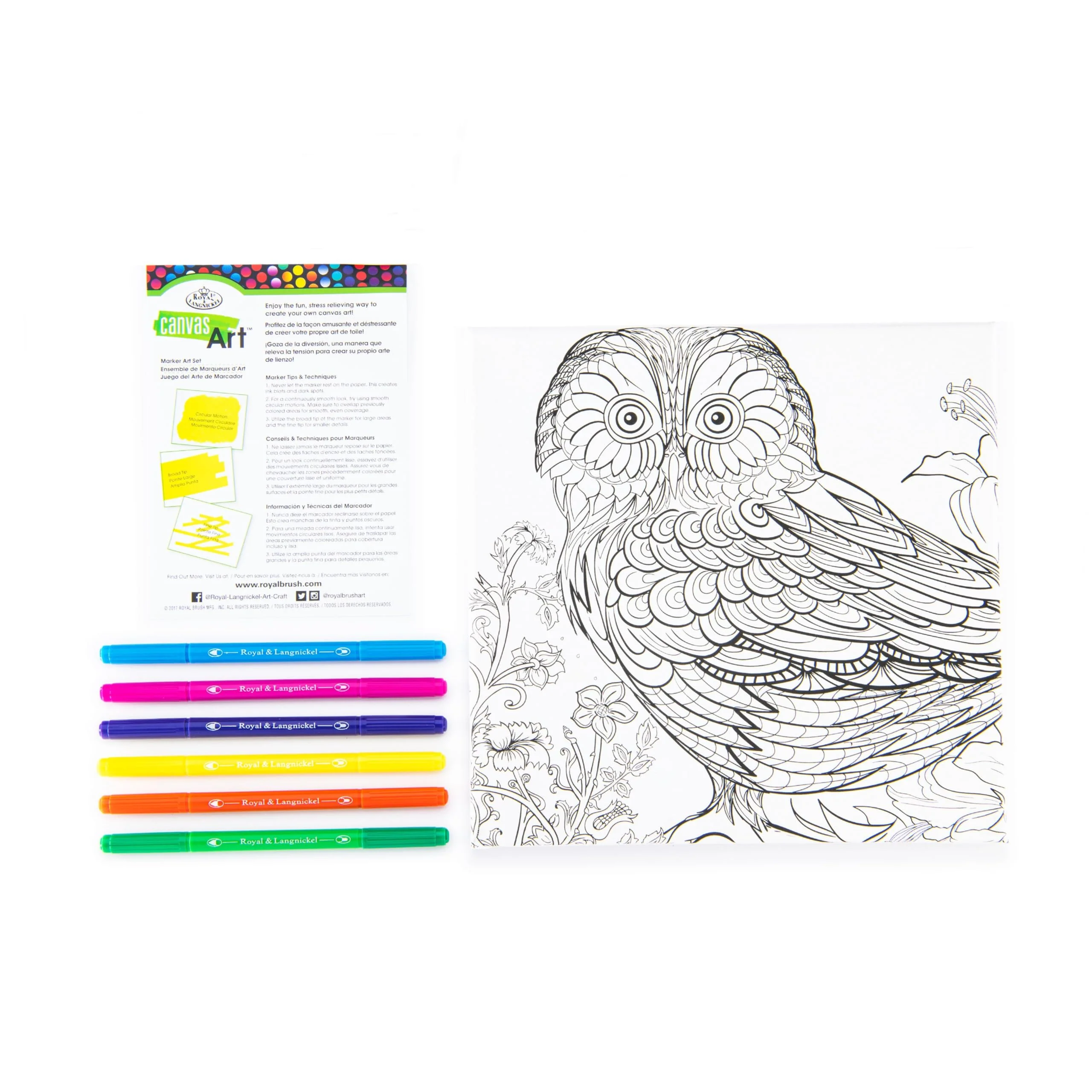 Royal Brush Canvas Art Markers Kit-Owl - Image 2