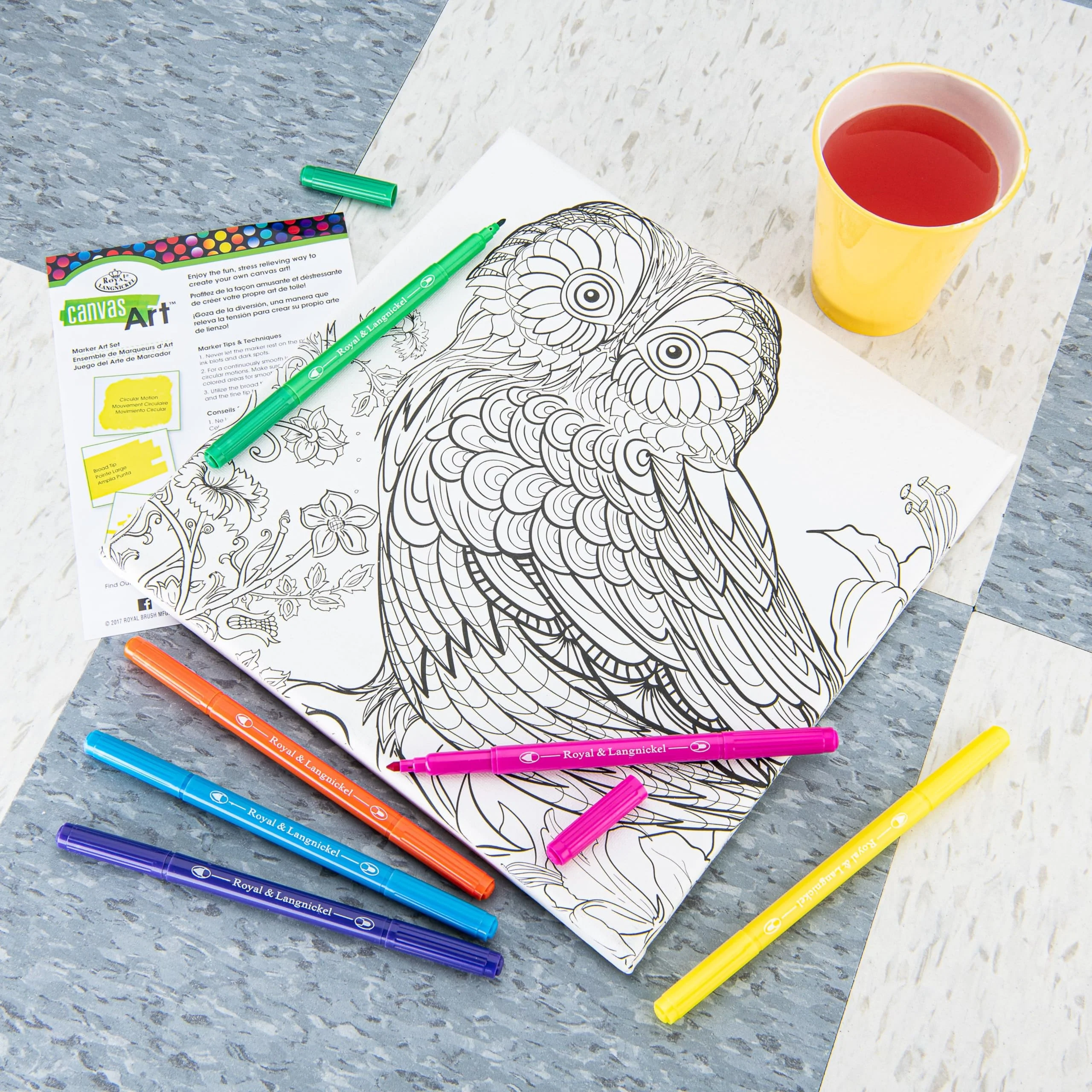 Royal Brush Canvas Art Markers Kit-Owl - Image 3