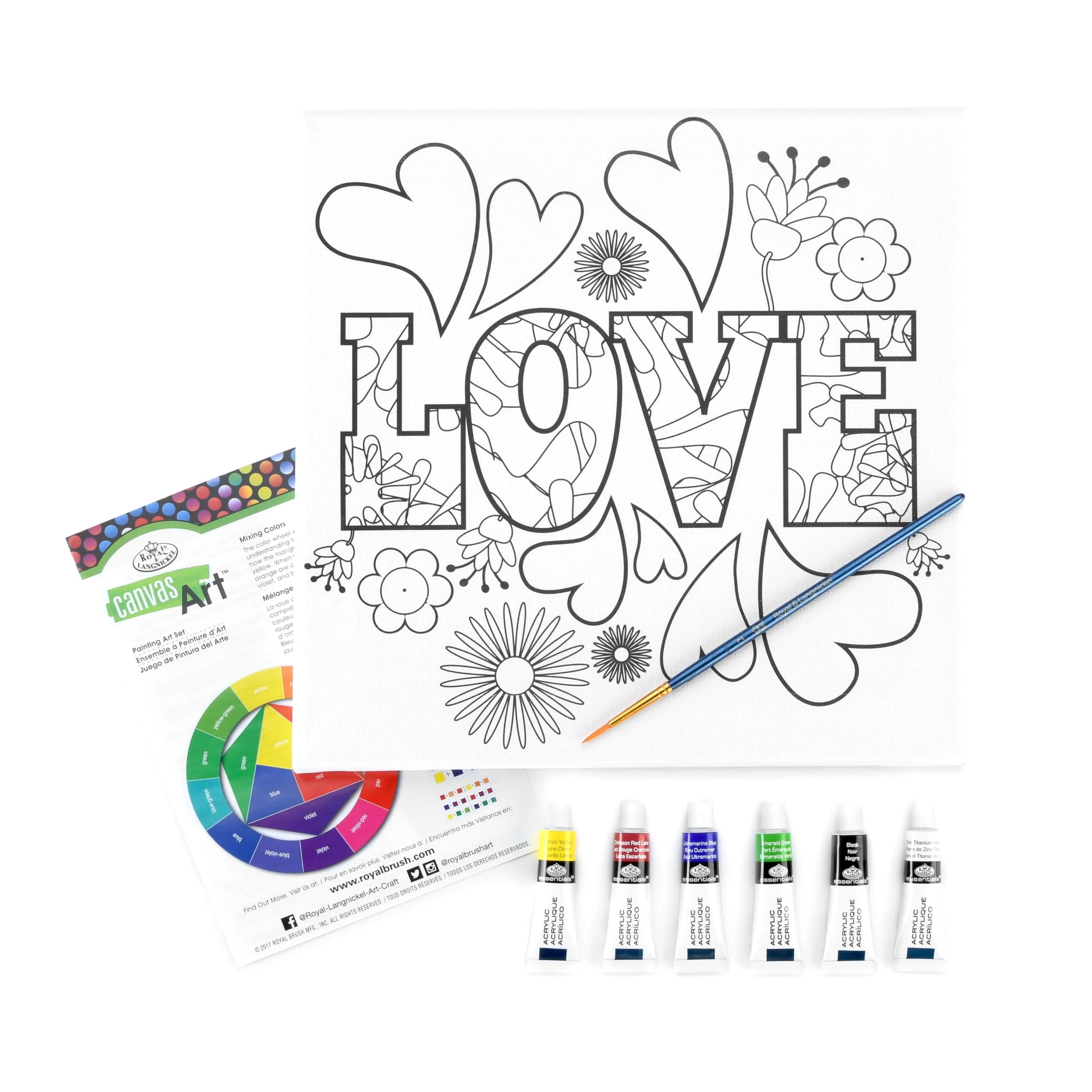 Royal & Langnickel 9pc Canvas Art Painting Art Set, Paint Love - Image 2